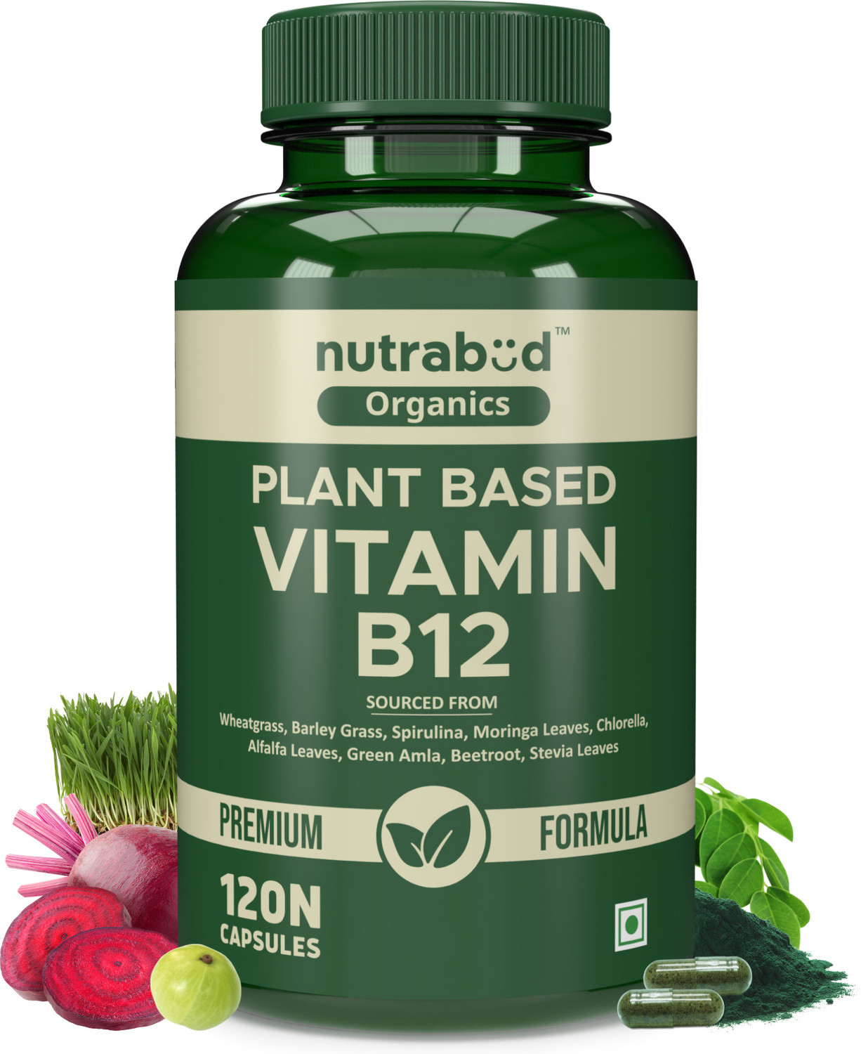 Image of Nutrabud Organics Plant Based Vitamin B12 Supplement | Supports Nervous System