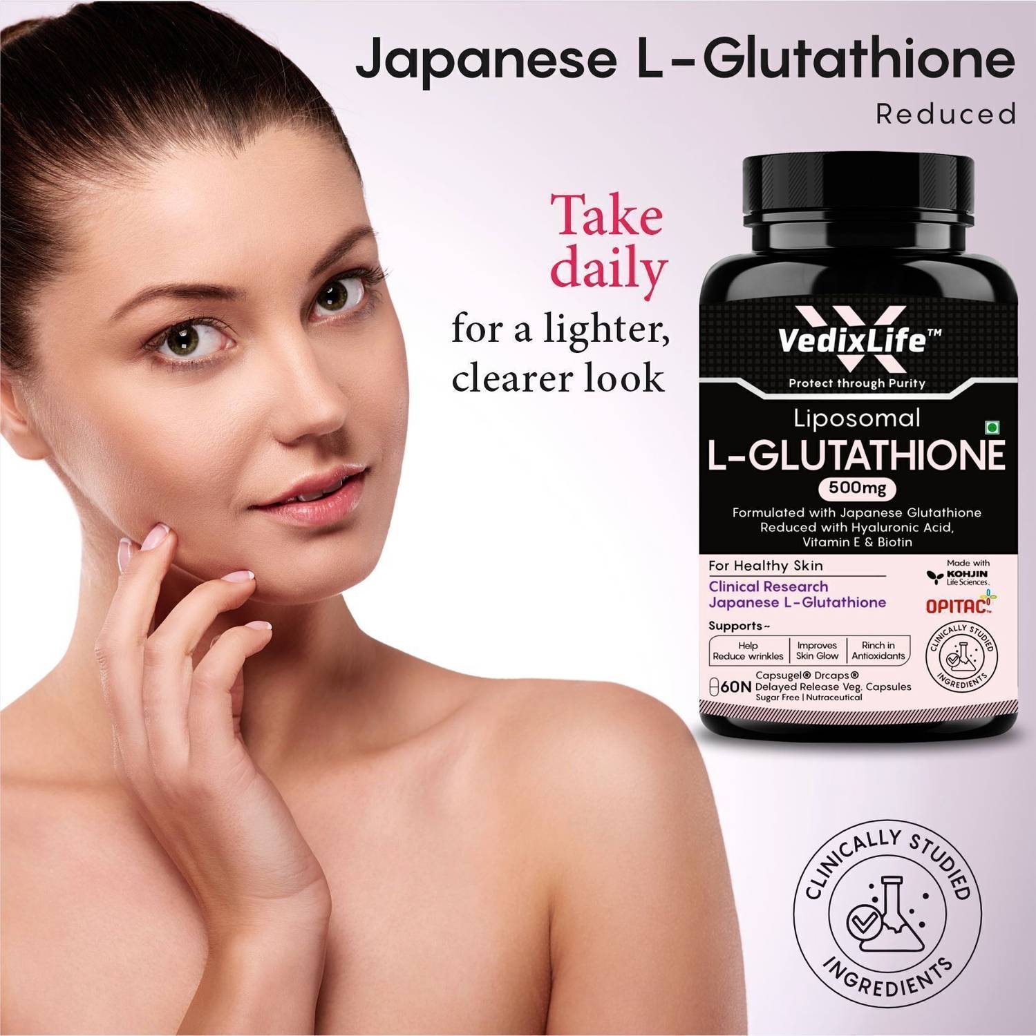 VedixLife Liposomal Glutathione 500mg Skin Whitening -  Anti-aging-Lipoglow-High Absorption Price in India - Buy VedixLife  Liposomal Glutathione 500mg Skin Whitening