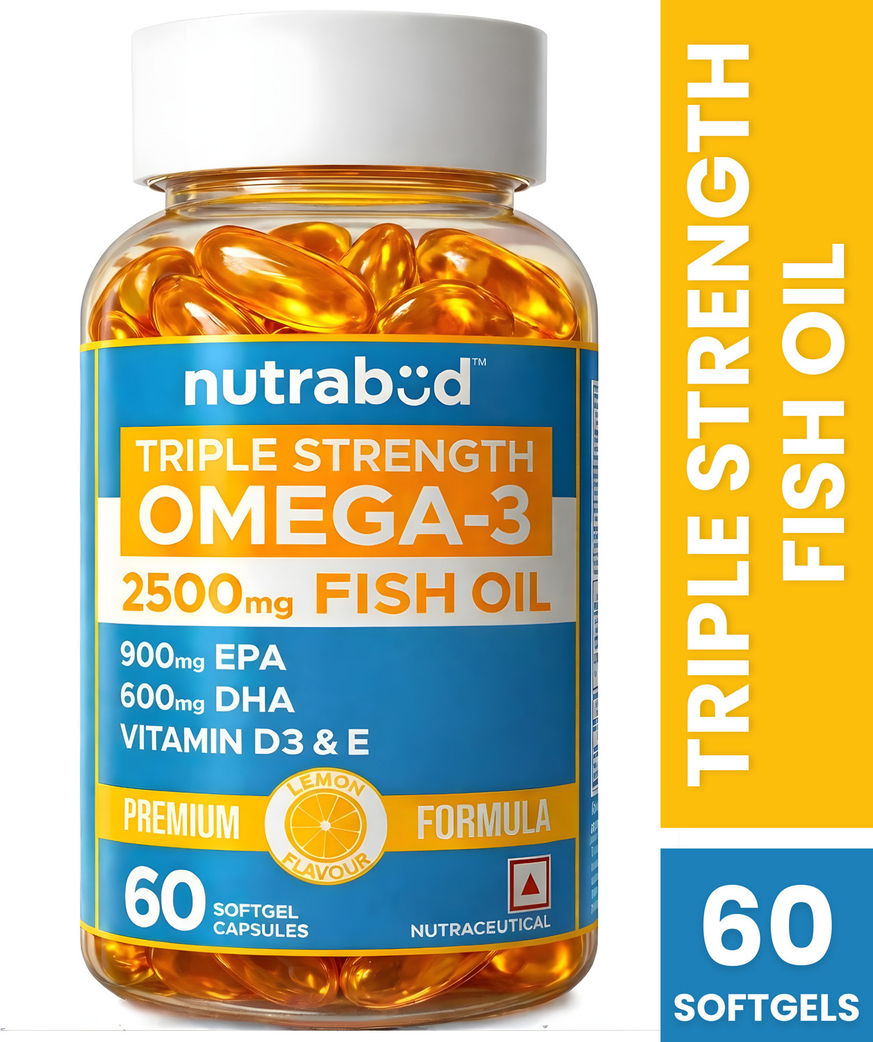 Image of Nutrabud Omega 3 Fish Oil 2500mg - Triple Strength - EPA:900mg DHA:600mg
