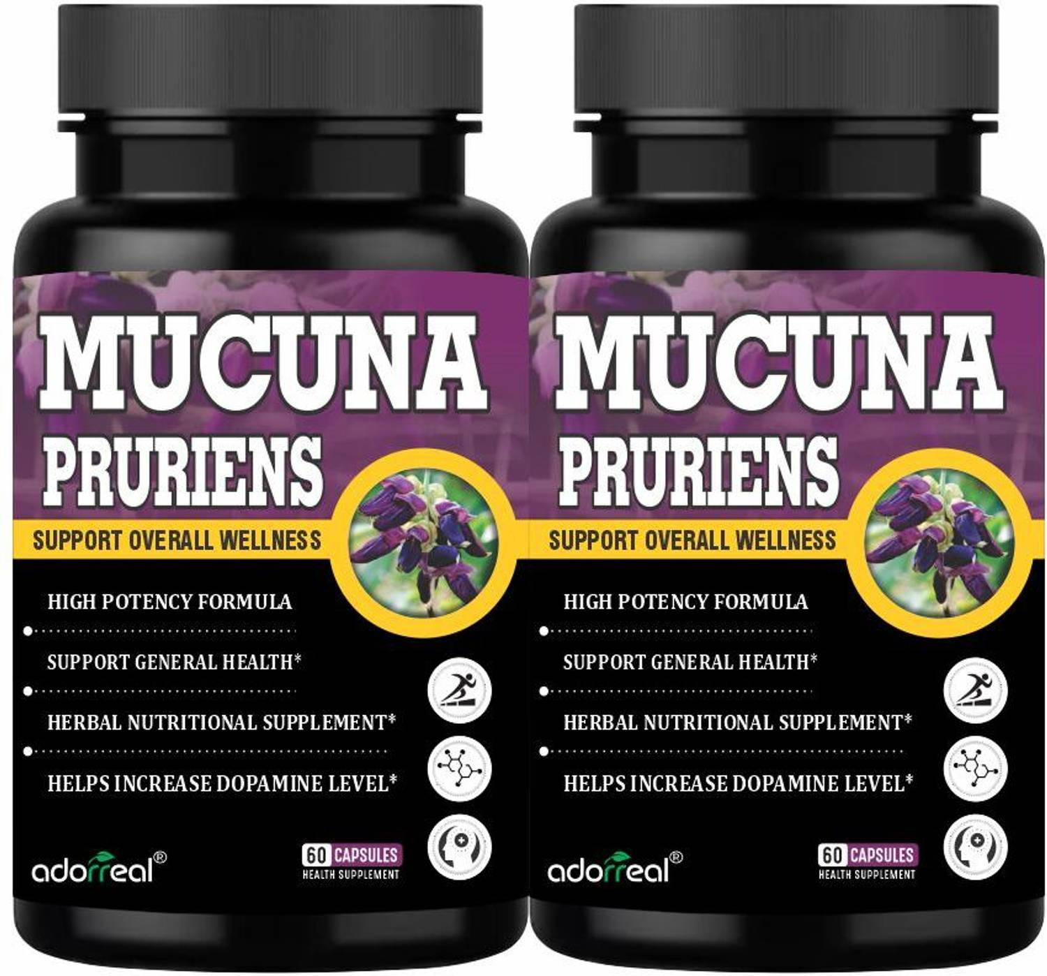 Adorreal Herbal Supplement: Mucuna Pruriens Kapikachhu Extract Supplements Dopamine Boos