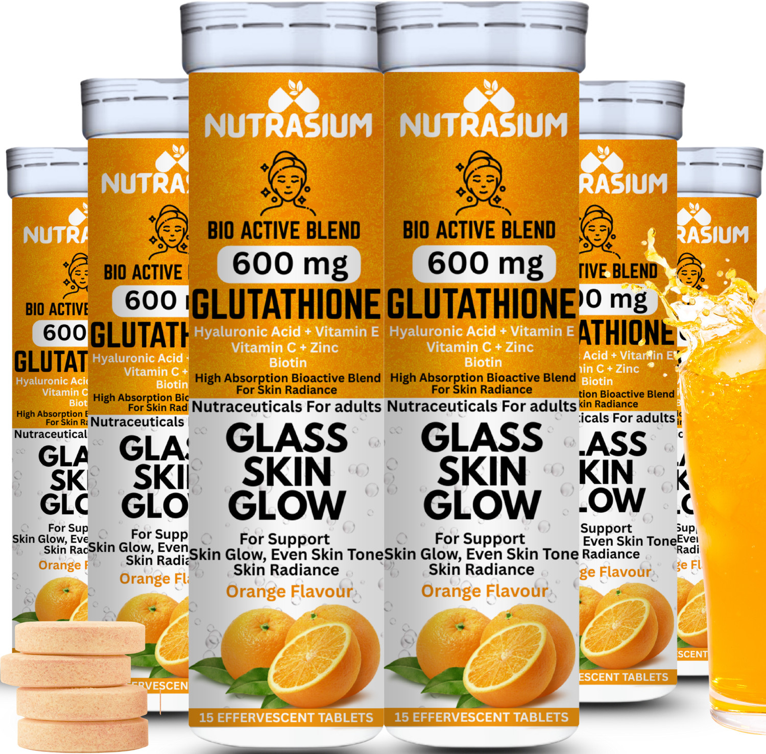 Image of NUTRASIUM L-Glutathione 600 mg with hyaluronic acid for skin whitening and glow
