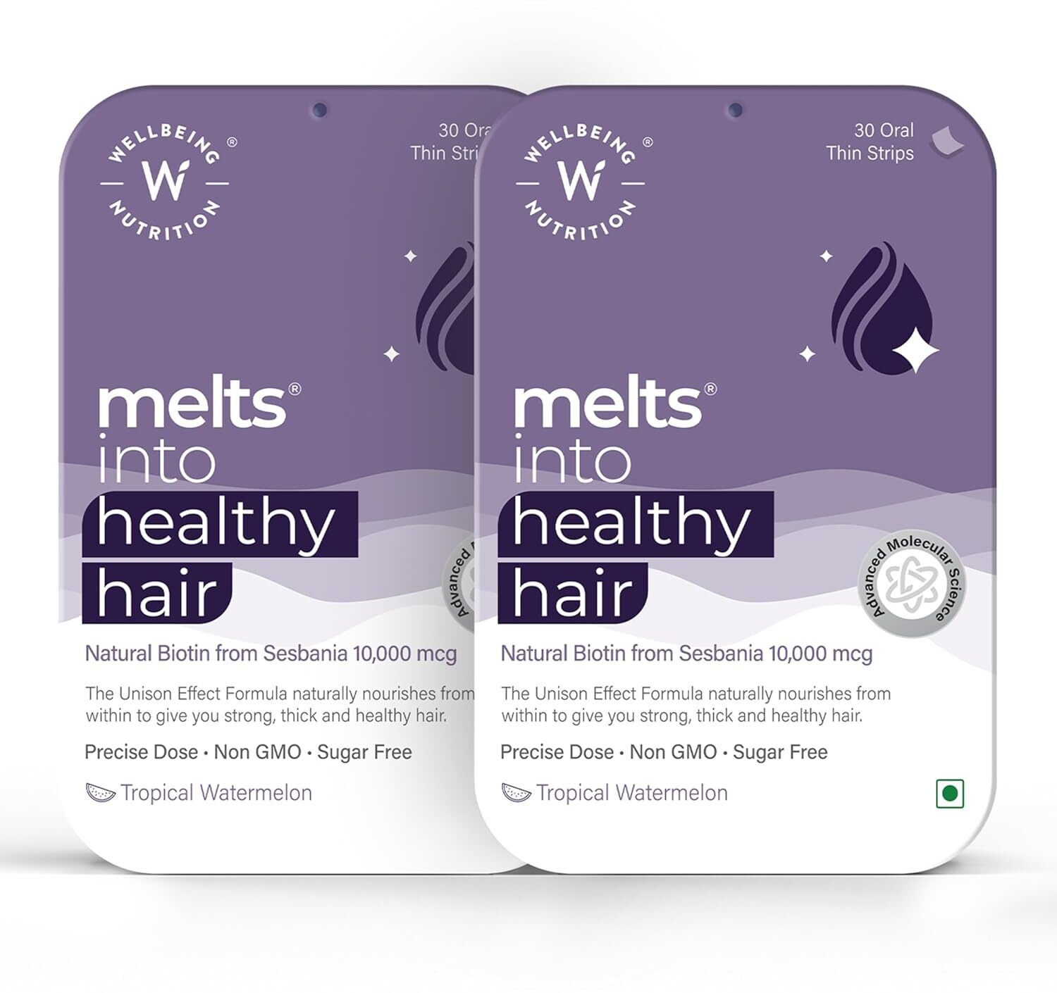 Image of Wellbeing Nutrition Melts Healthy Hair with Plant Based Biotin 4000mcg+ for Hair Nutrition