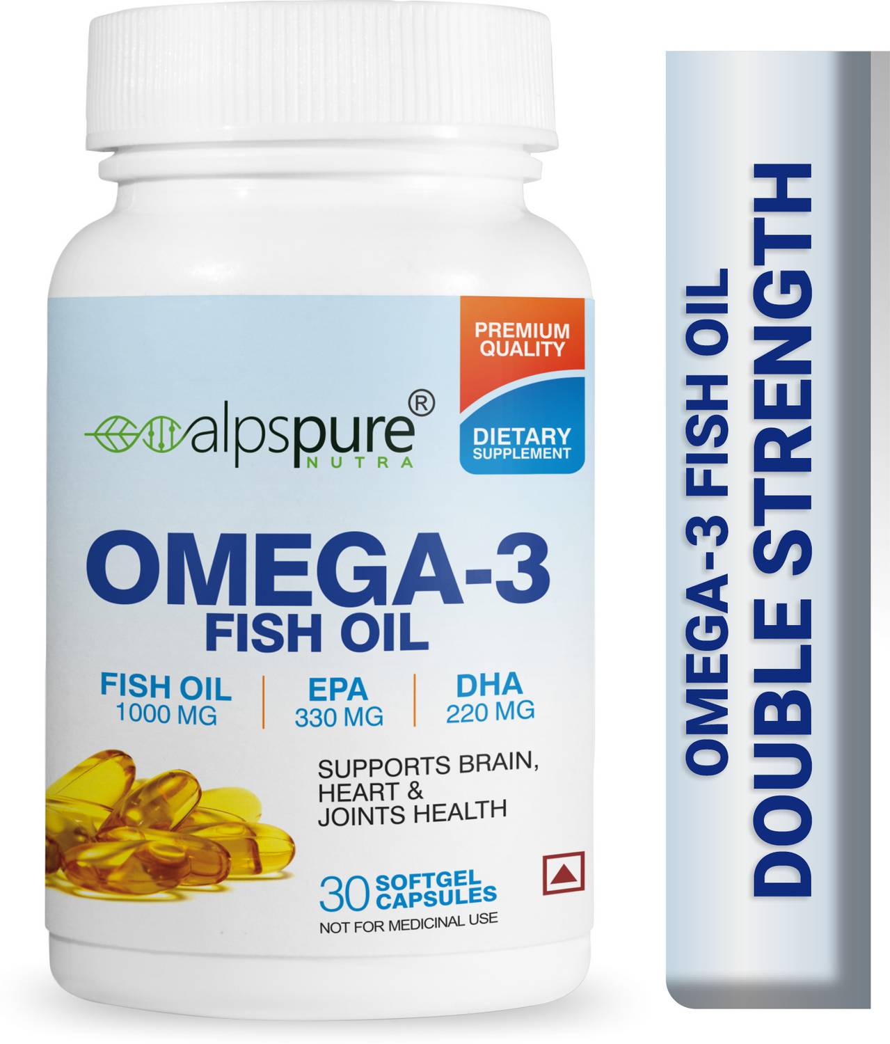ALPSPURE Omega 3 Fish Oil 1000 mg 30 Softgel Capsules 330 mg EPA & 220 mg DHA
