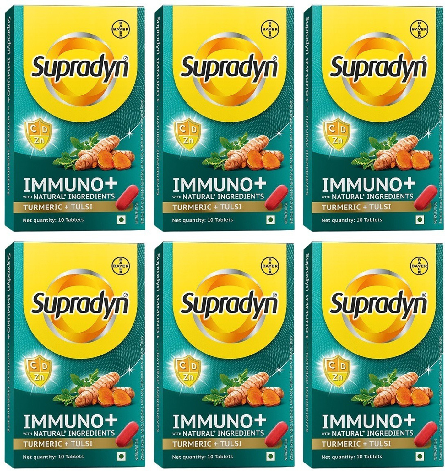Supradyn Immuno +, Multivitamin, Natural immunity booster -Vit C & D, Zinc,  10 Tabs x 6 Price in India - Buy Supradyn Immuno +, Multivitamin, Natural  immunity booster -Vit C & D,