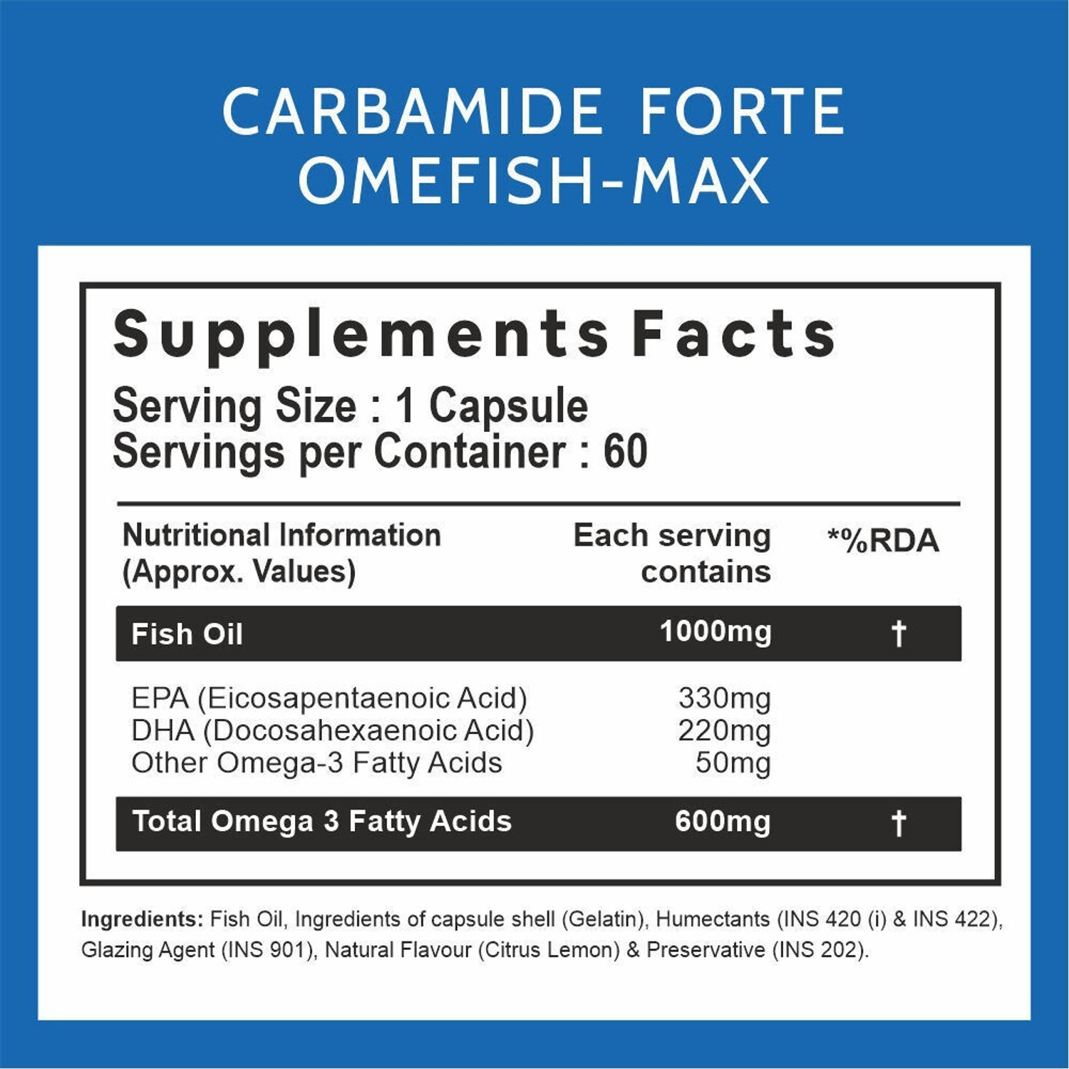 Image of CARBAMIDE FORTE Double Strength Fish Oil Omega-3 Capsules 1000mg for Joint & Heart Health