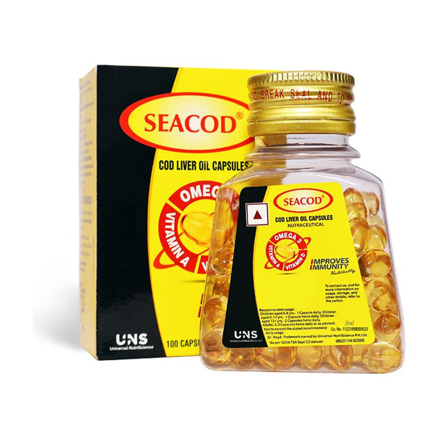 Image of seacod Cod Fish Liver Oil Softgel Capsules With Natural Omega 3, Natural EPA & DHA