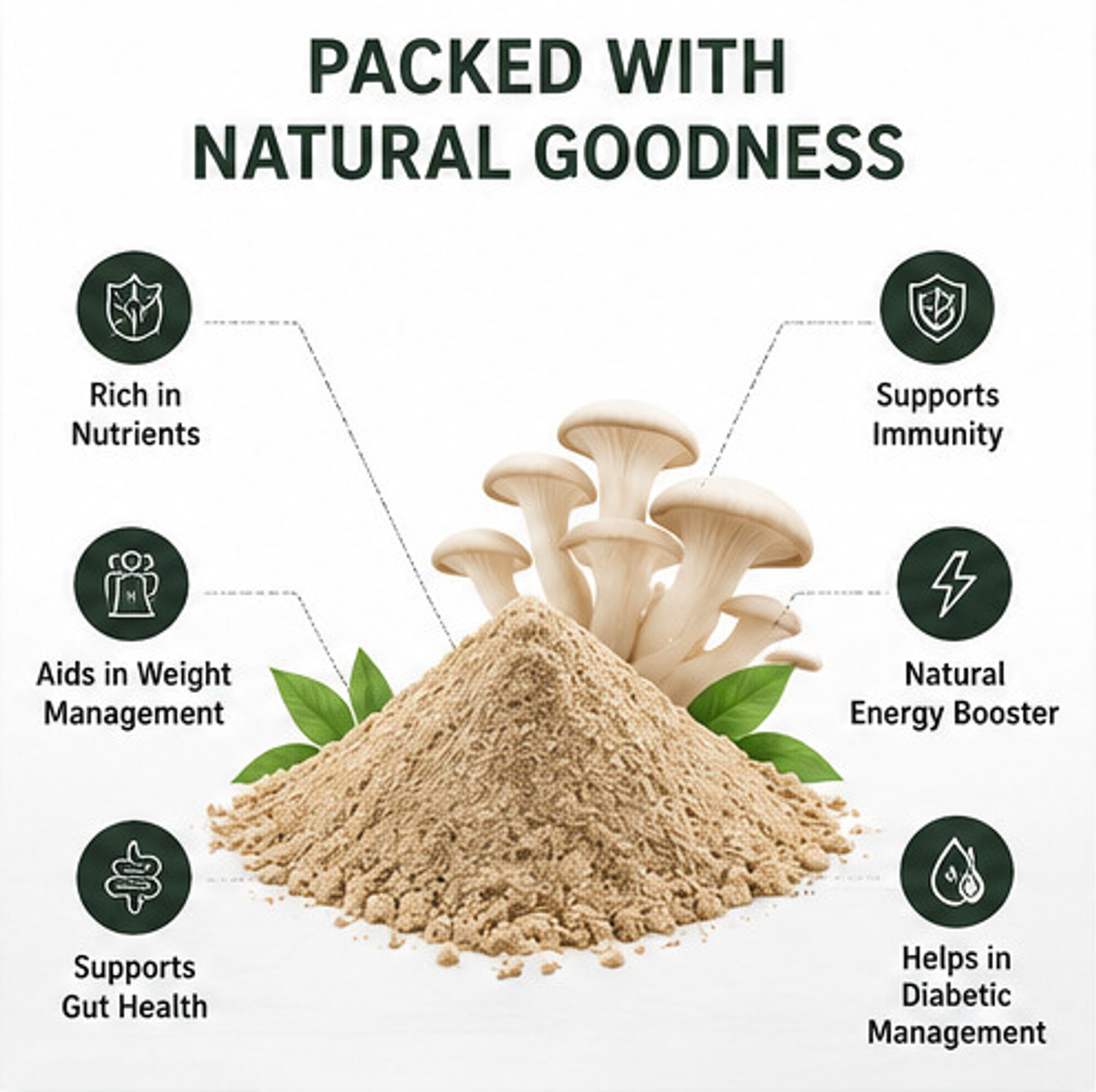 Image of HAYOSHA+ 100% Organic Oyster Mushroom Powder | Rich in Protein & Antioxidants