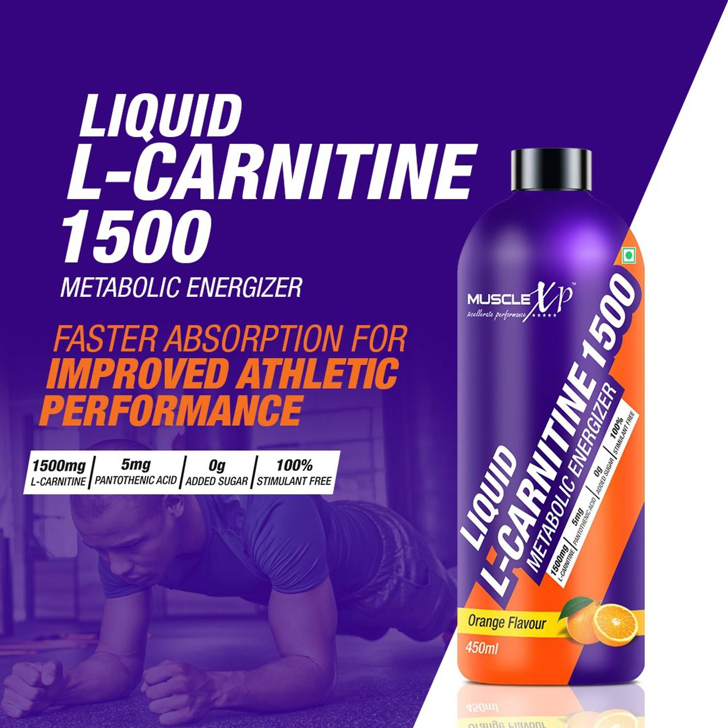 MuscleXP Liquid L-Carnitine 1500, Metabolic Energizer, Orange Flavor Price in India