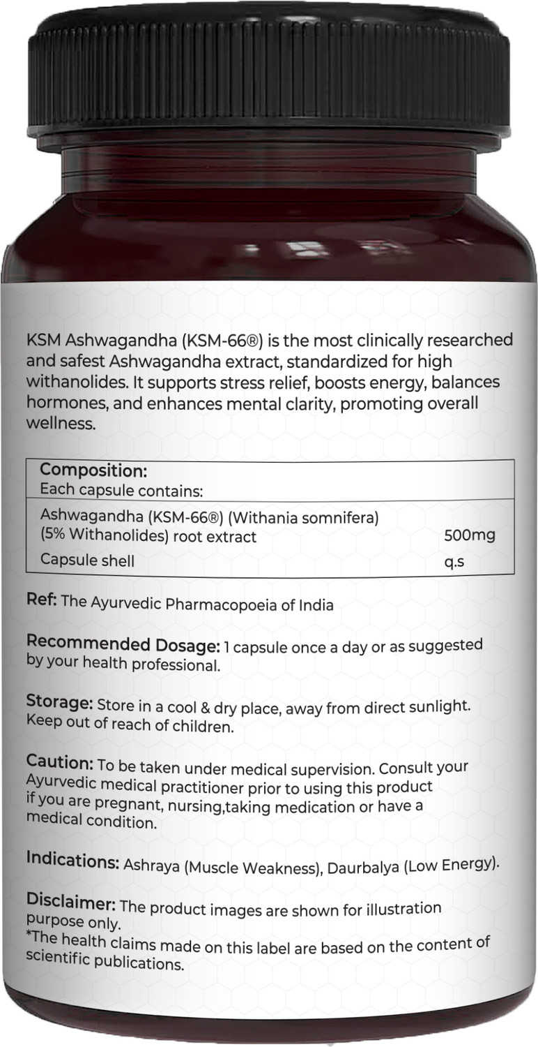 Image of Pure Nutrition KSM-66 Ashwagandha 500mg | Withania Somnifera Root Extract | Stress Support