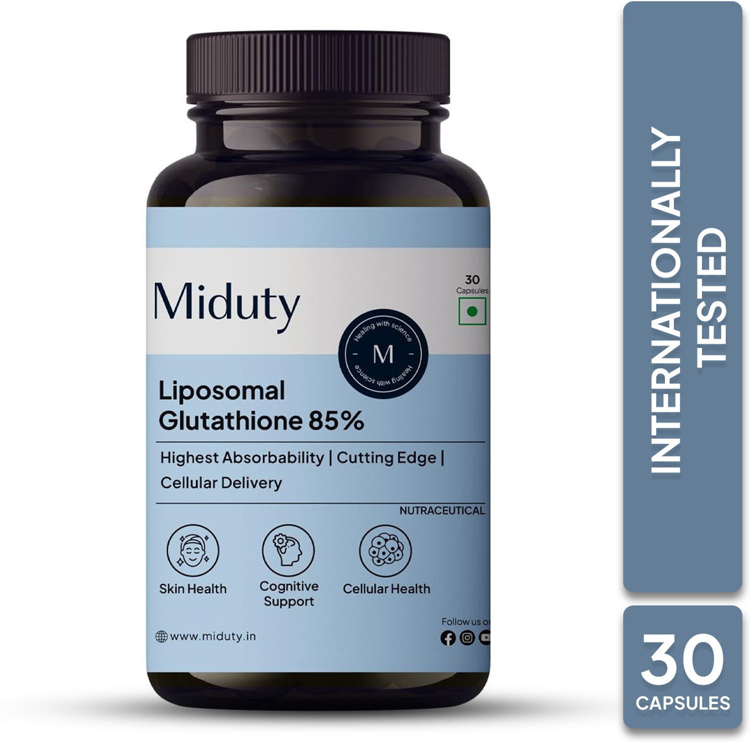 Image of Miduty Liposomal Glutathione 85% - Skin Whitening - Anti-aging-Lipoglow-High Absorption