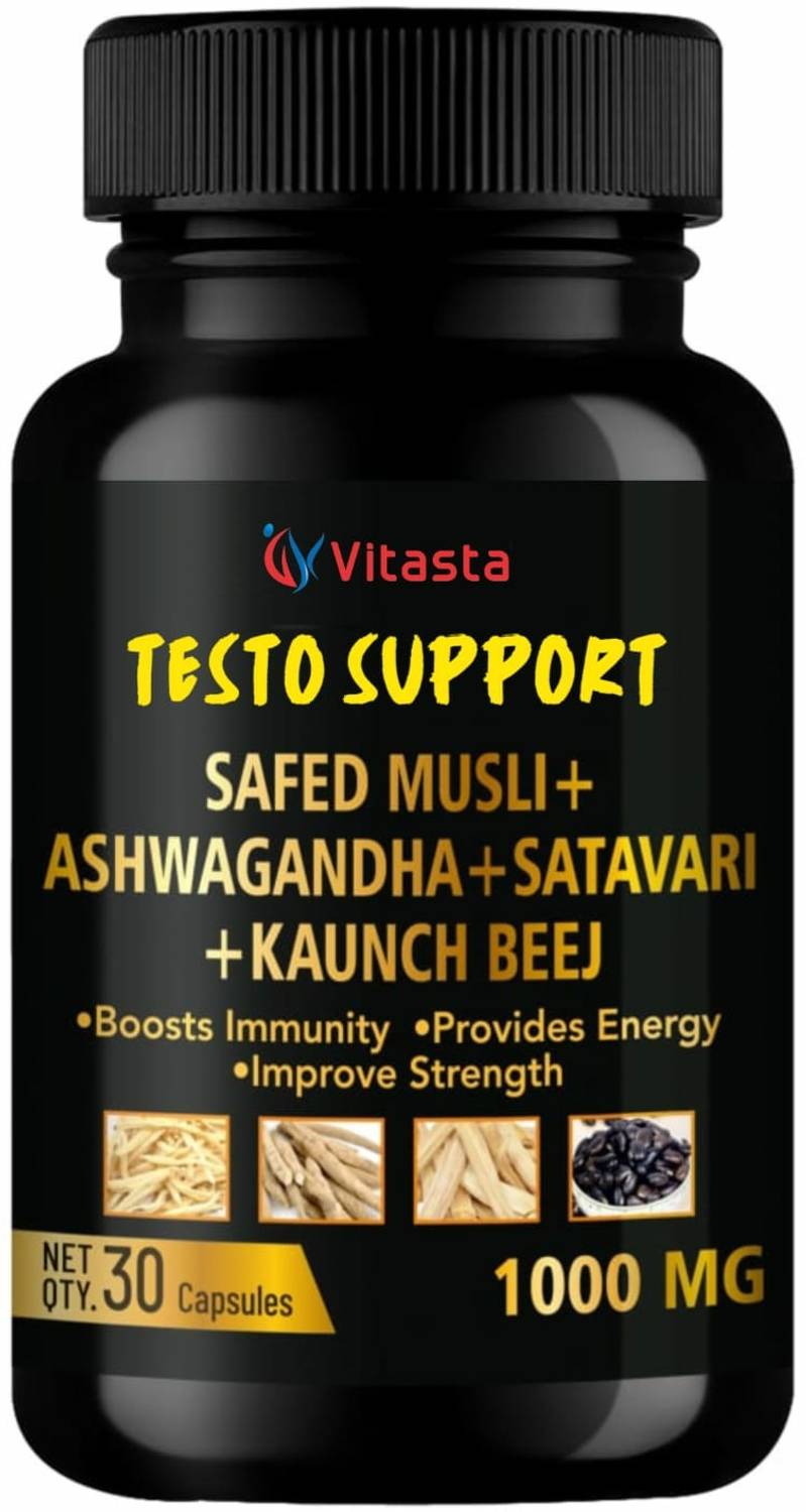 VITASTA Safed Musli, Ashwagandha, Satavari & Kaunch Beej Capsule - Image 1