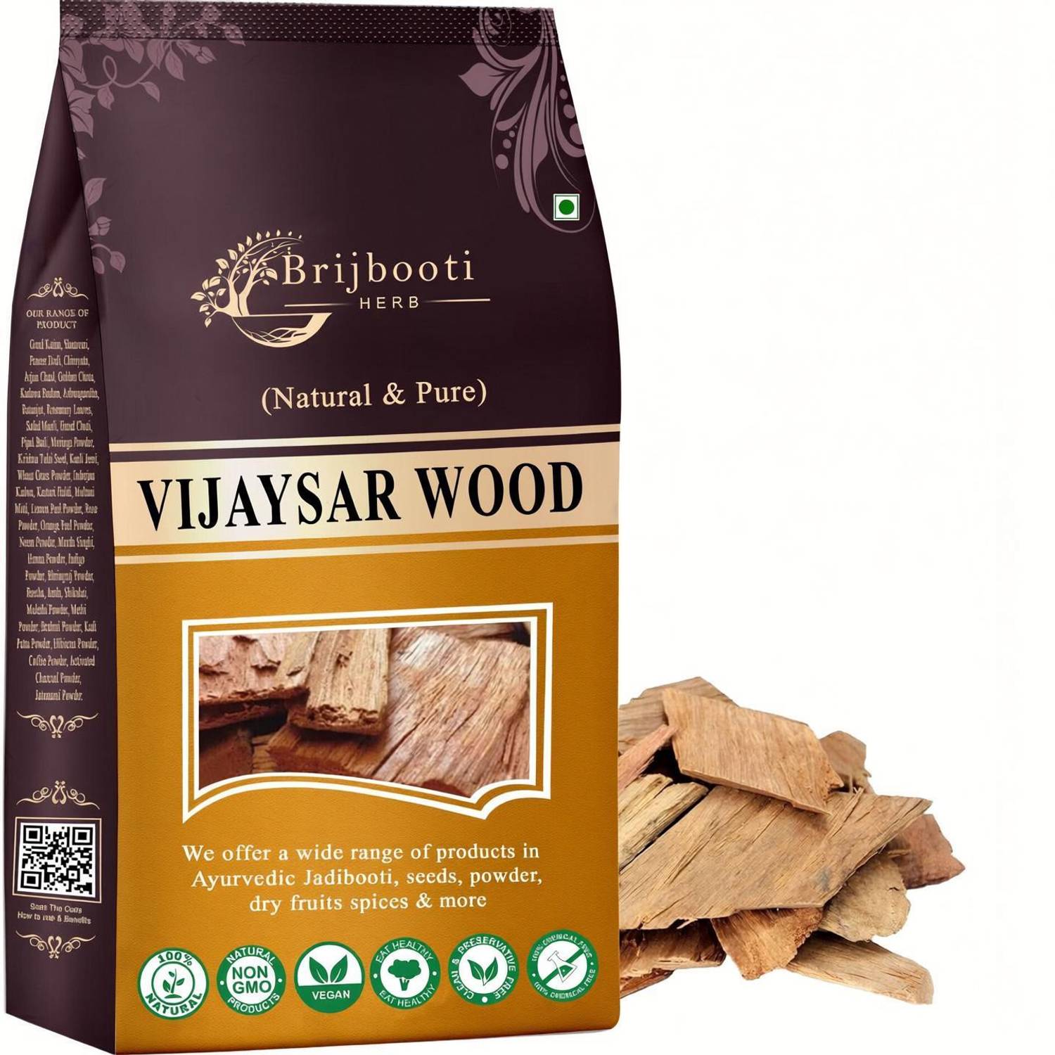 BrijBooti Vijaysar Bark | Indian Kino | Pterocarpus Marsupium Bark | Vijaysar Chaal-