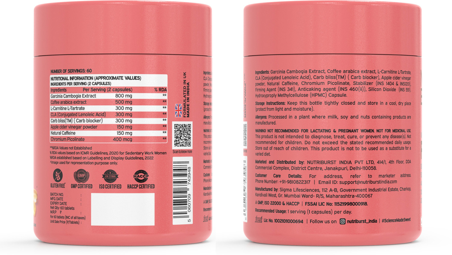Image of Nutriburst Fat Burn Tablets Weight Management with Garcinia Green Coffee & Carnitine
