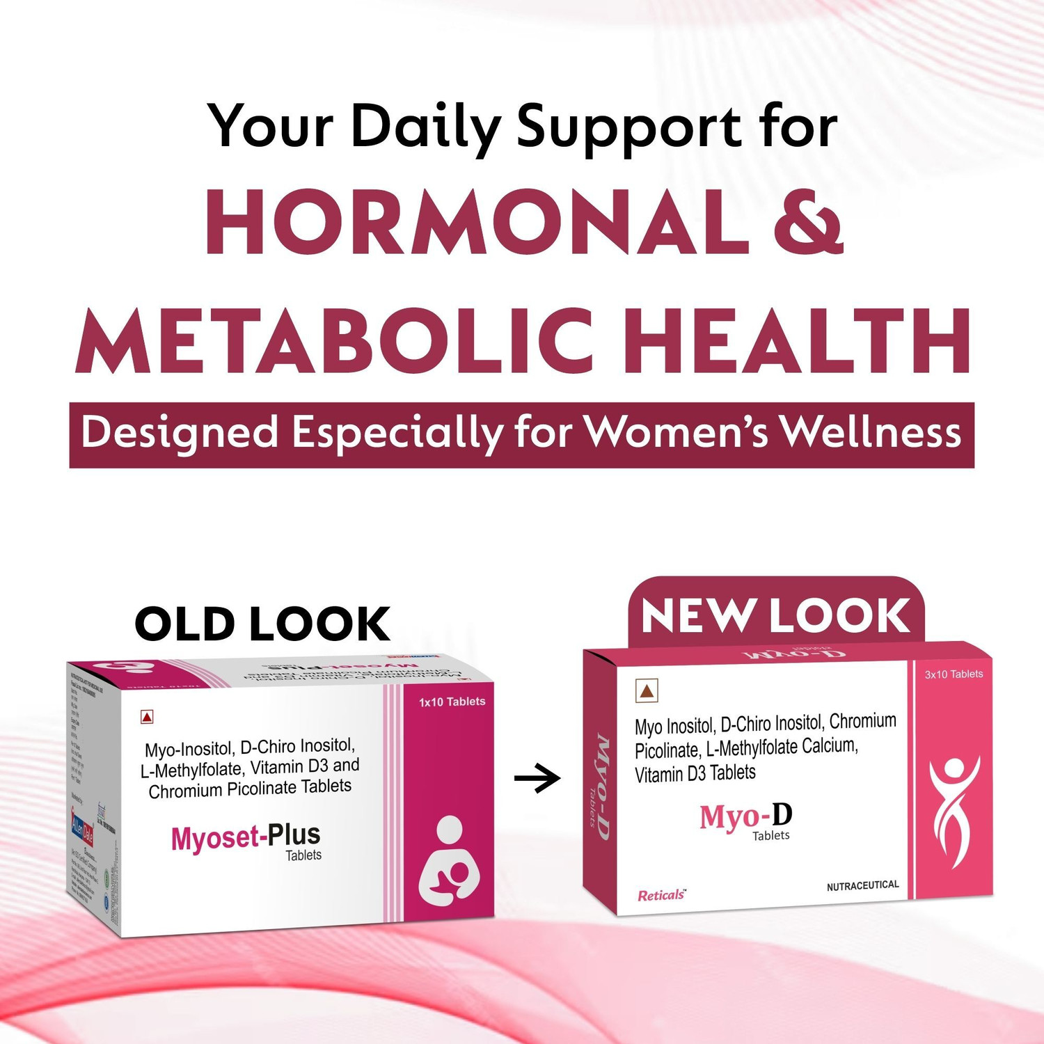 Image of Reticals PCOS, PCOD management for women | Myo-inositol,D-Chiro Inositol,(Pack of 30)
