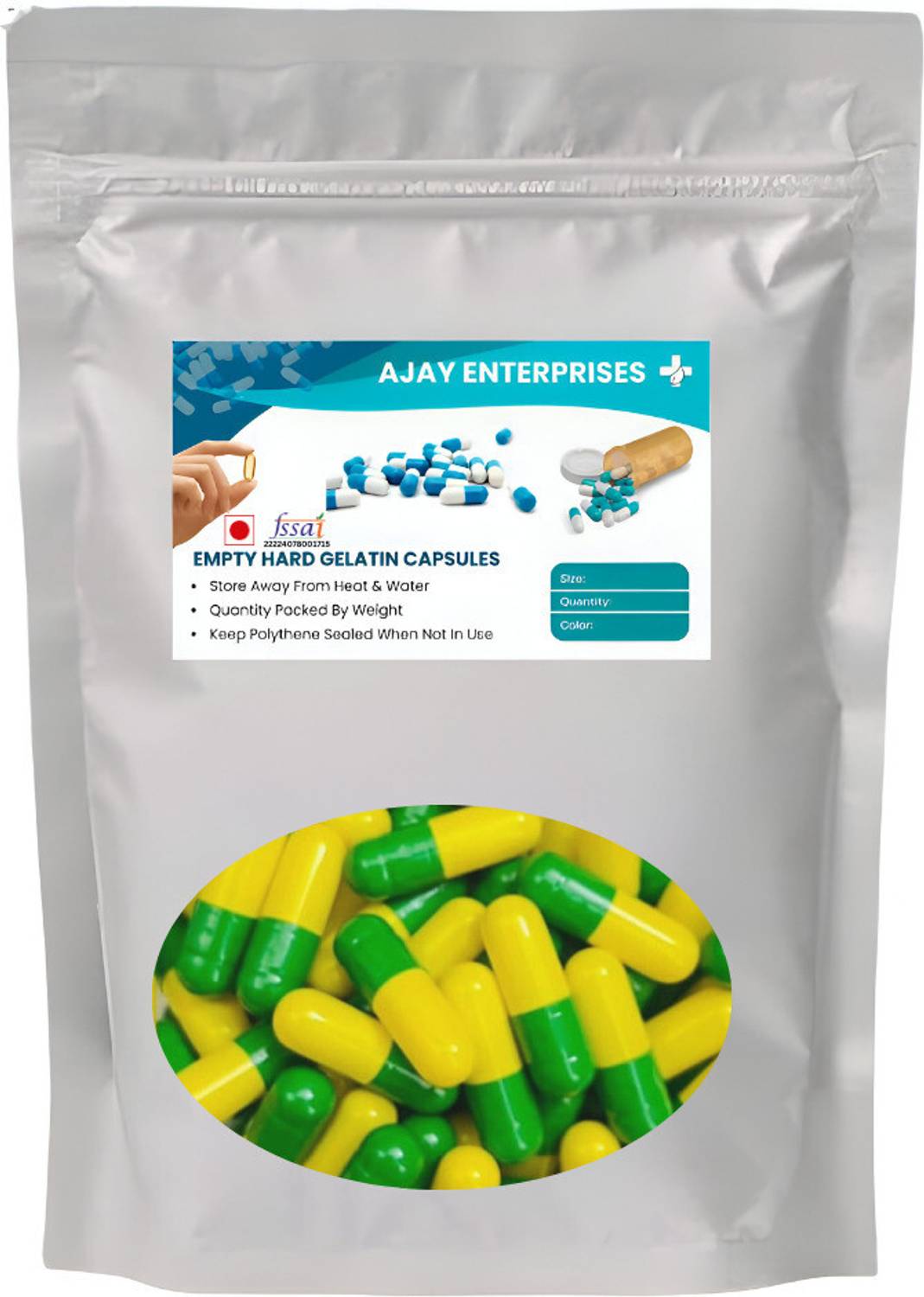 Ajay Enterprises Empty Gelatin Capsules Pharma Raw Materials (G-Yellow,Size 0)1000Pieces)