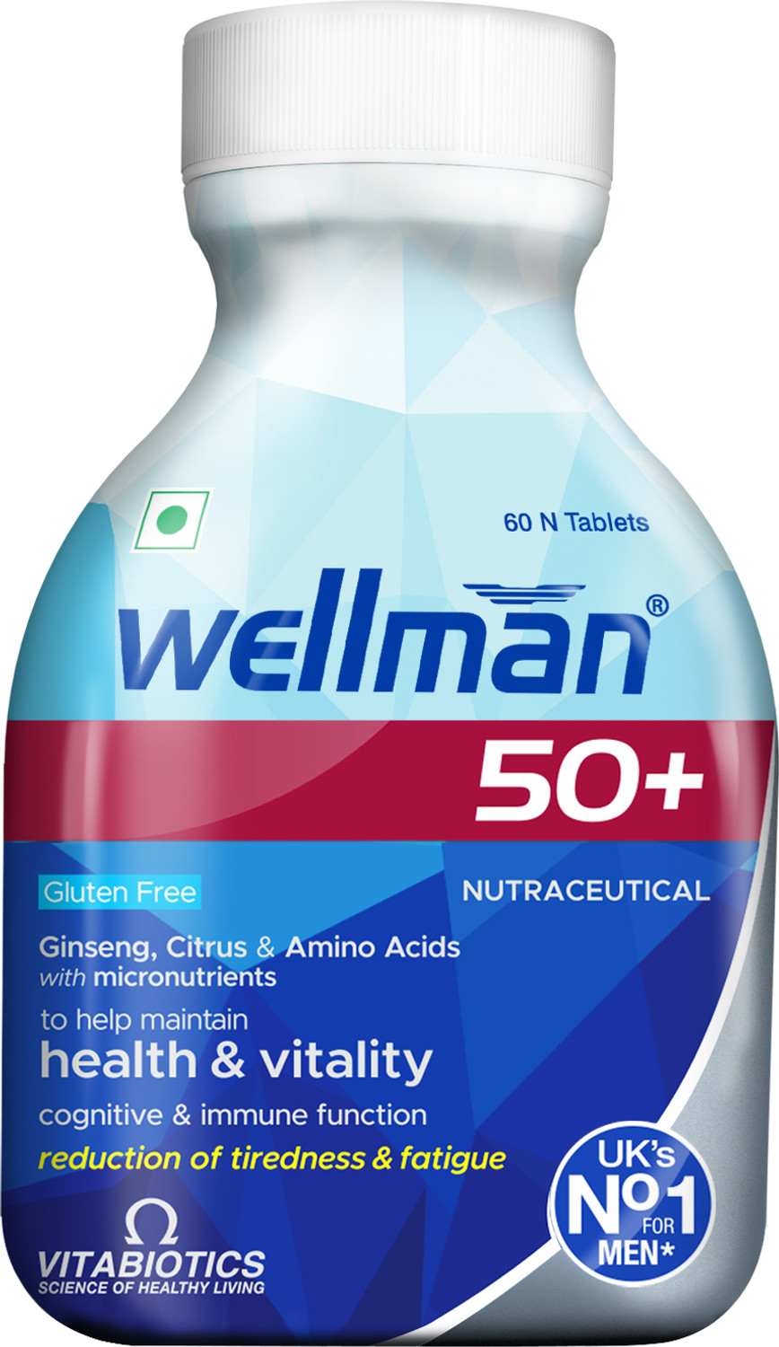Image of wellman 50+ Multivitamin for Men | Ginseng, Amino Acids | Vitality & Immune Support