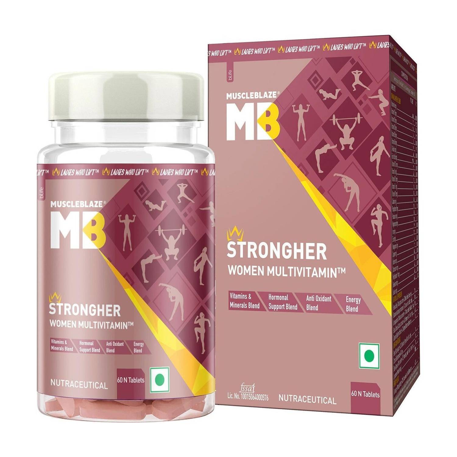 MUSCLEBLAZE Strongher Women Multivitamin, Multivitamin for Women, for Energy & Stamina