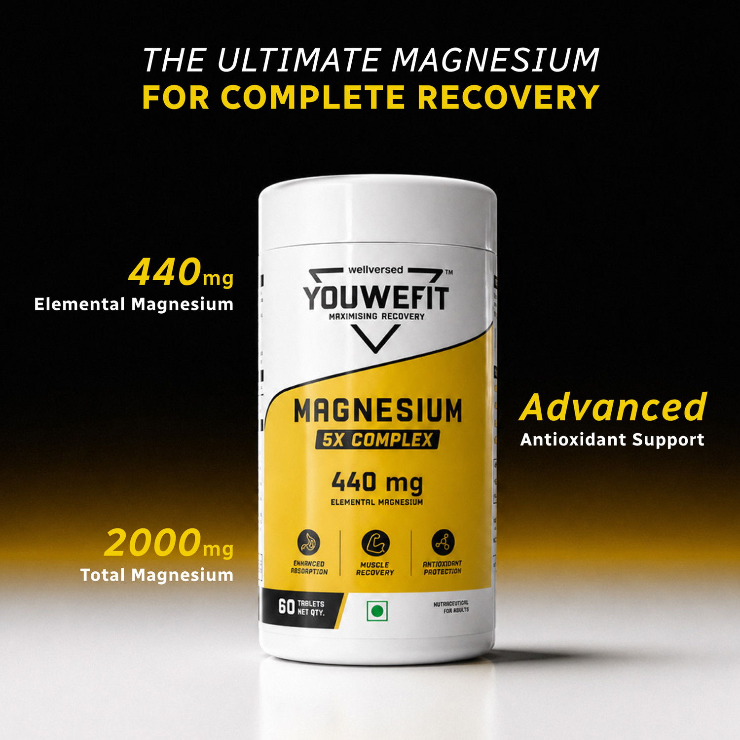 Image of YouWeFit Magnesium 5X Complex | 440mg Elemental Magnesium | Muscle Recovery