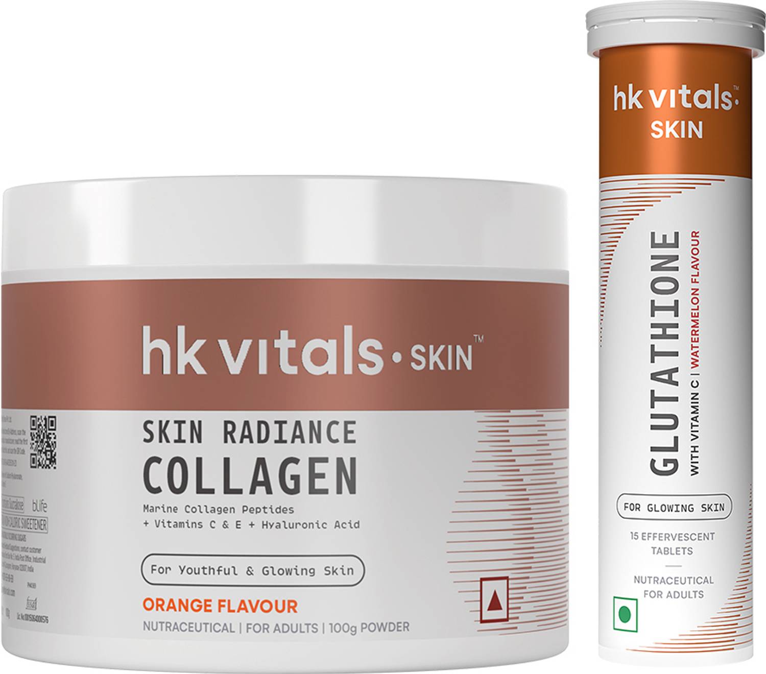 hk vitals Skin Radiance Marine Collagen, Orange, 100g + Glutathione - Image 1