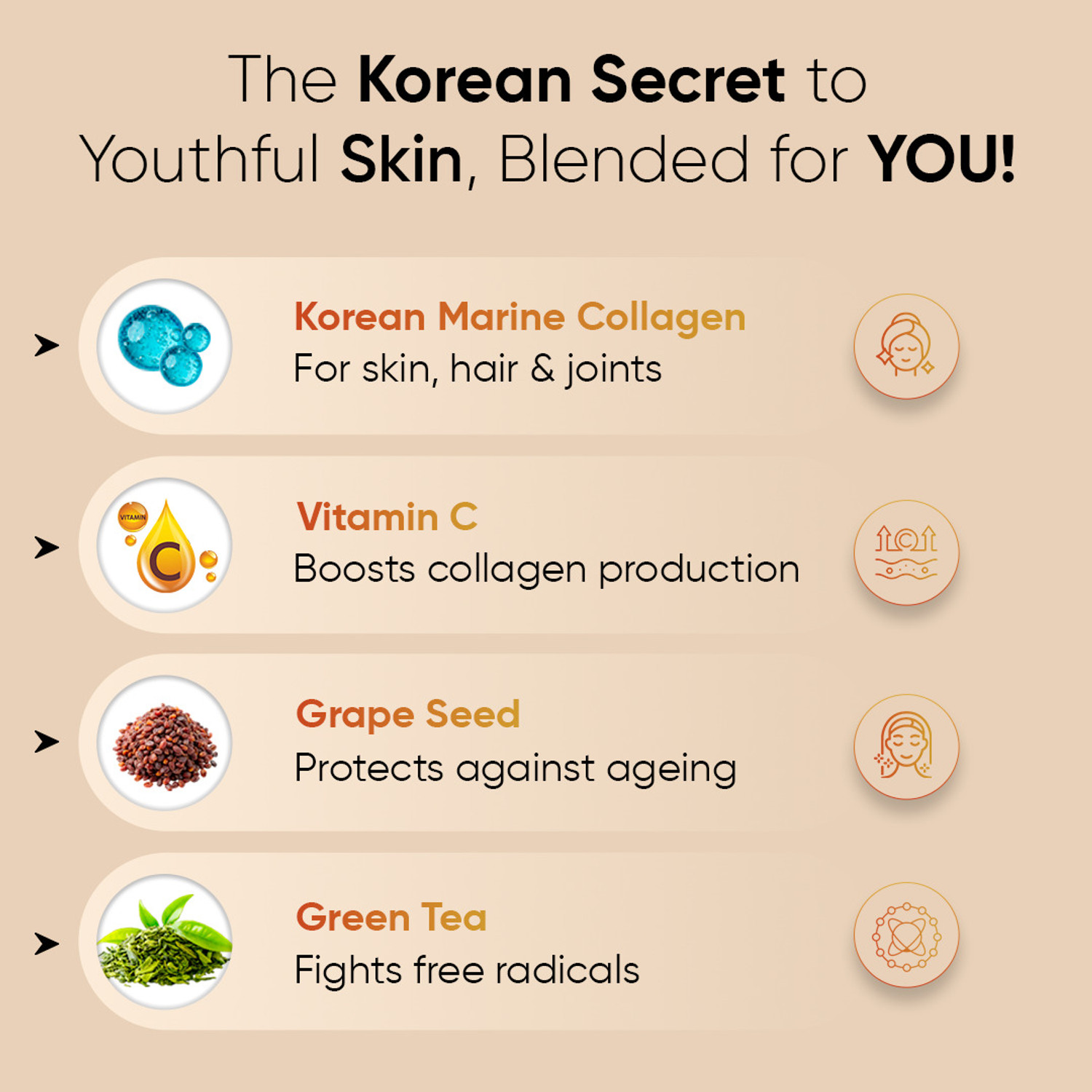Image of CureForever Korean Marine Collagen Supplement Hydrolyzed Collagen Powder Mango Citrus Flavor