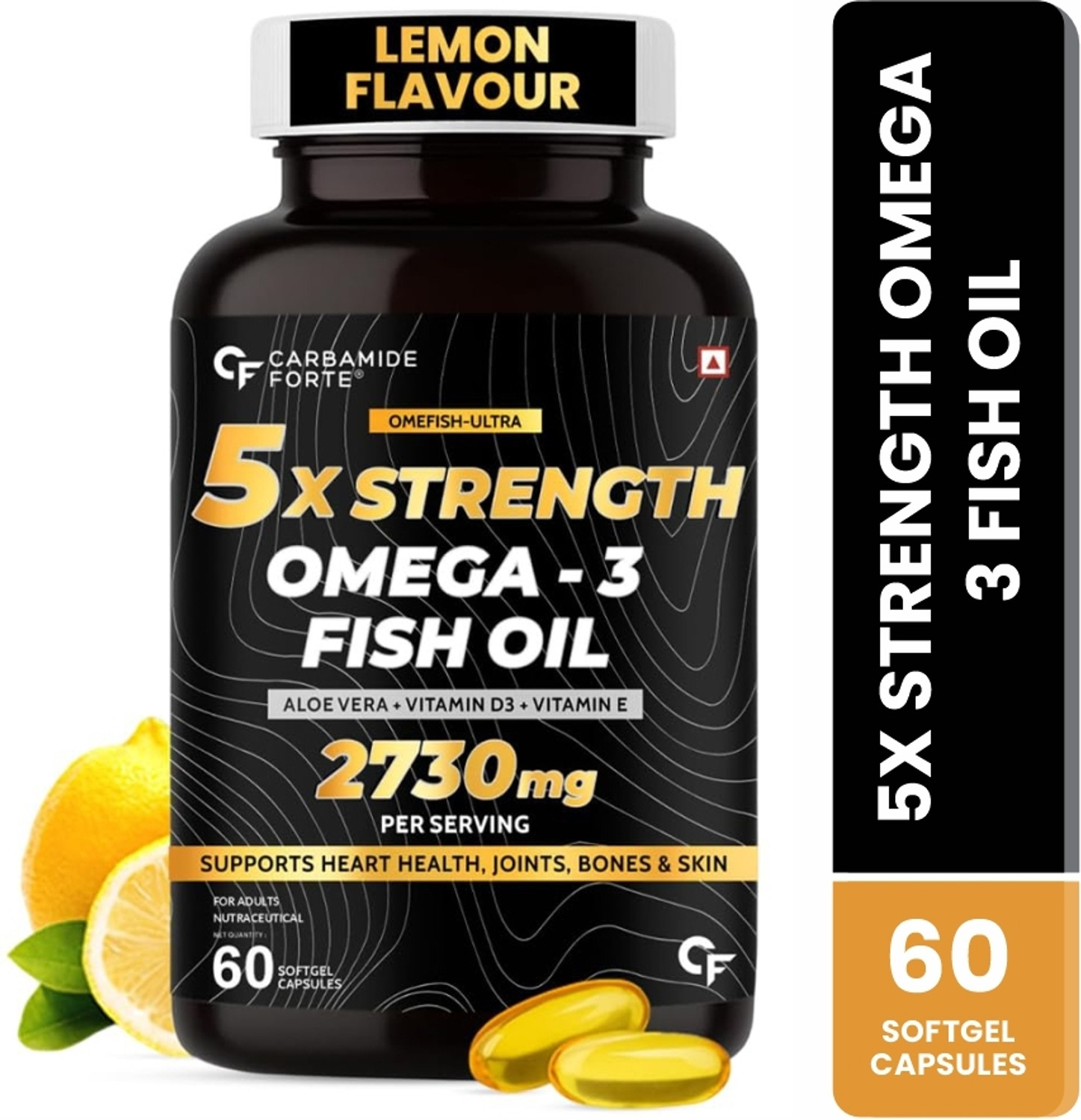 Image of CARBAMIDE FORTE 5X Strength Omega 3 Capsules 2730mg | With Added Vitamin D3 To Support Health