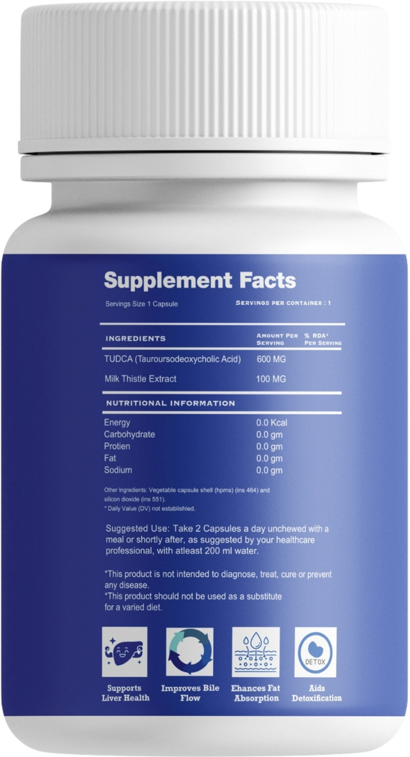 Image of B'VERGE Tudca Liver Detox Supplement 600 mg | Milk thistle for liver Support
