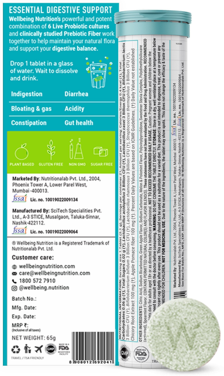 Image of Wellbeing Nutrition Probiotics + Prebiotics | 18B CFU, Improves Metabolism, Digestion & Gut Health