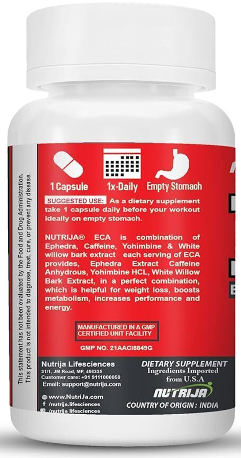 Image of NutriJa ECA - Ephedra, Caffeine & Yohimbine Stack - Servings (30 Capsules)