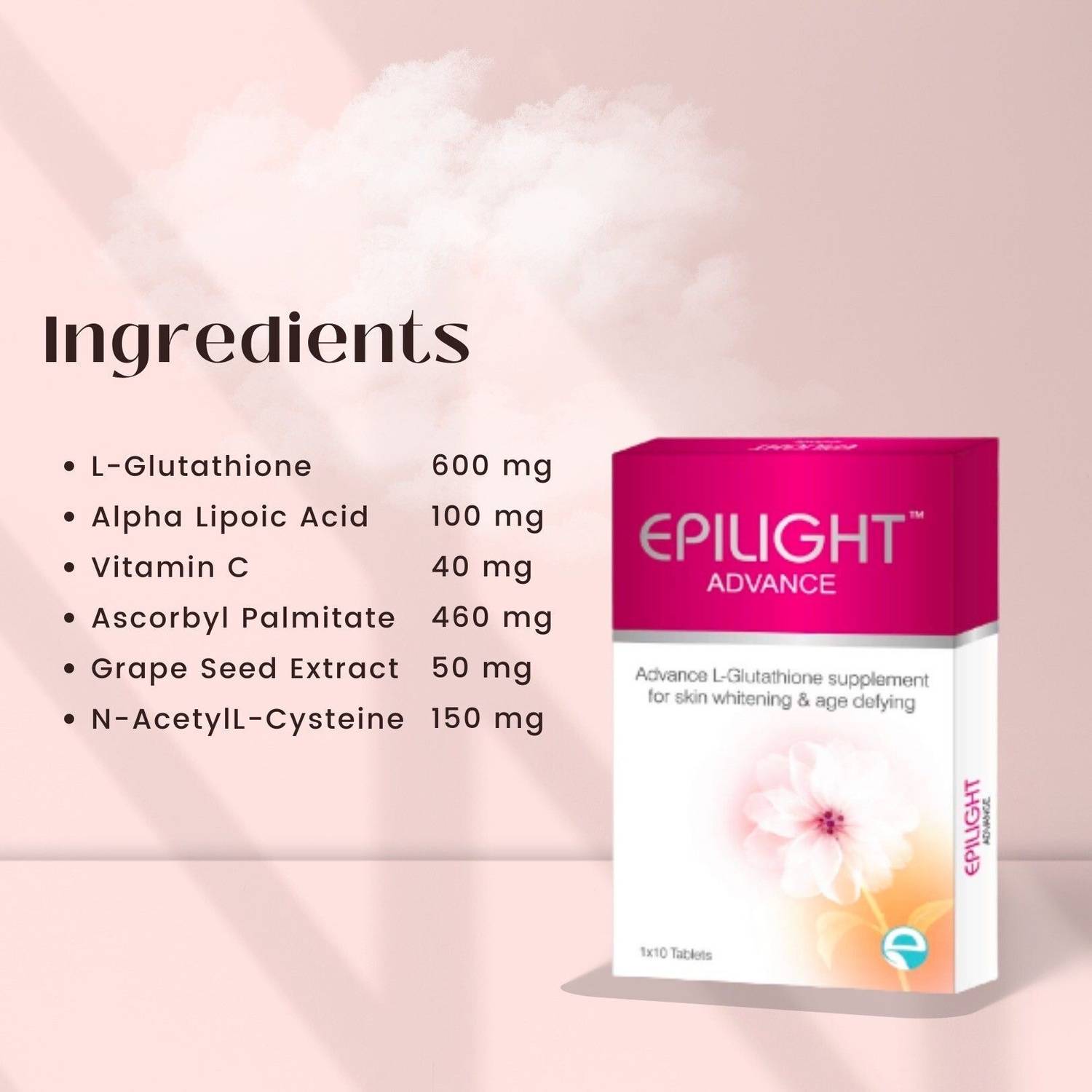 EPILIGHT Advance L- Glutathione with Vitamin C Suppement for Skin  Whitening(30 Tablets * 3)