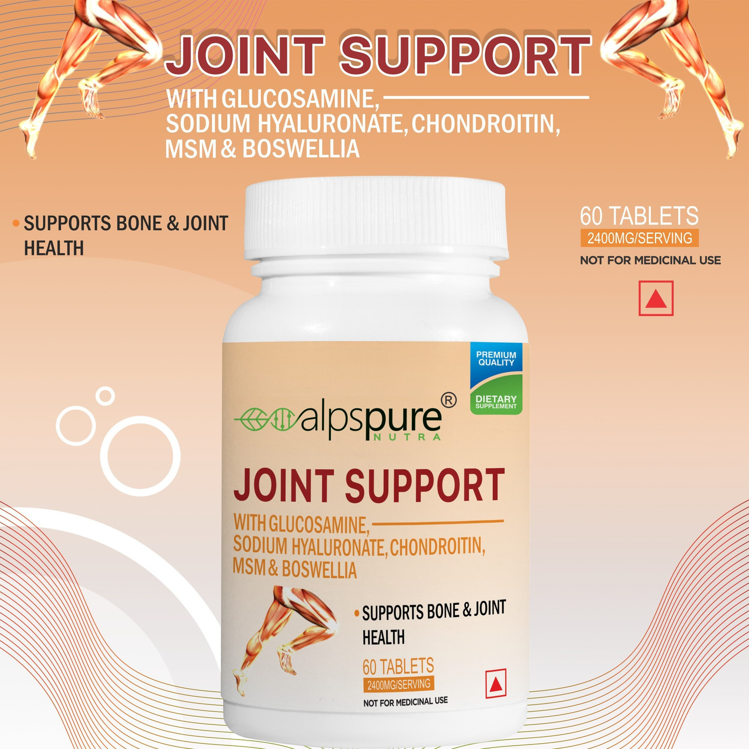 Image of ALPSPURE Joint Support With Glucosamine Sodium Hyaluronate, MSM & Boswellia 120-Teb