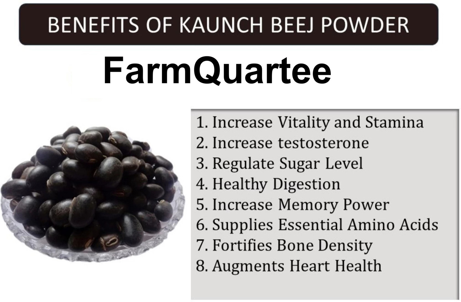 Image of FarmQuartee Natural Ashwagandha Safed Musli Kaunch Beej Konch Seed Powder Churna