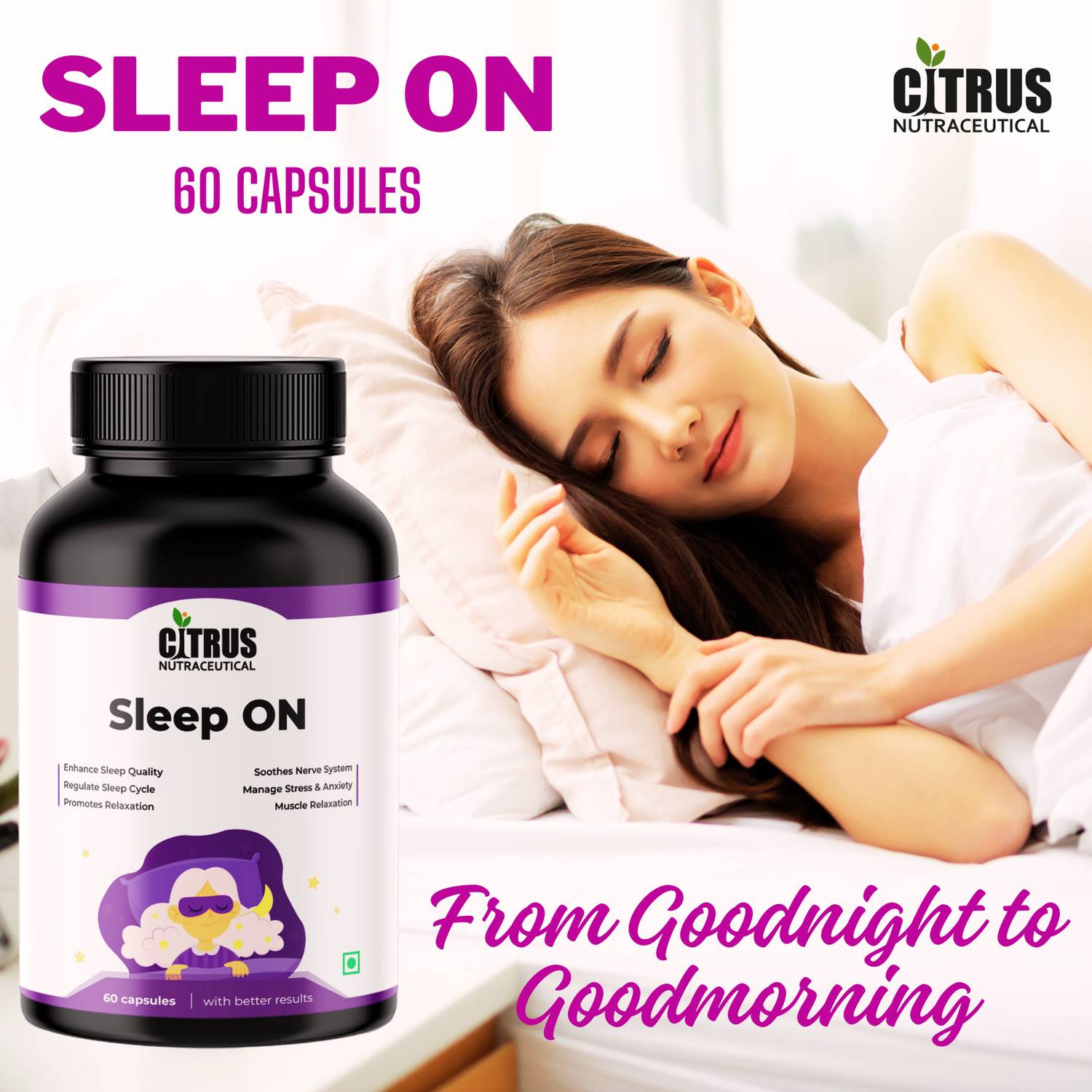 CITRUS NUTRACEUTICAL Sleep ON Supplement with Melatonin and Plant