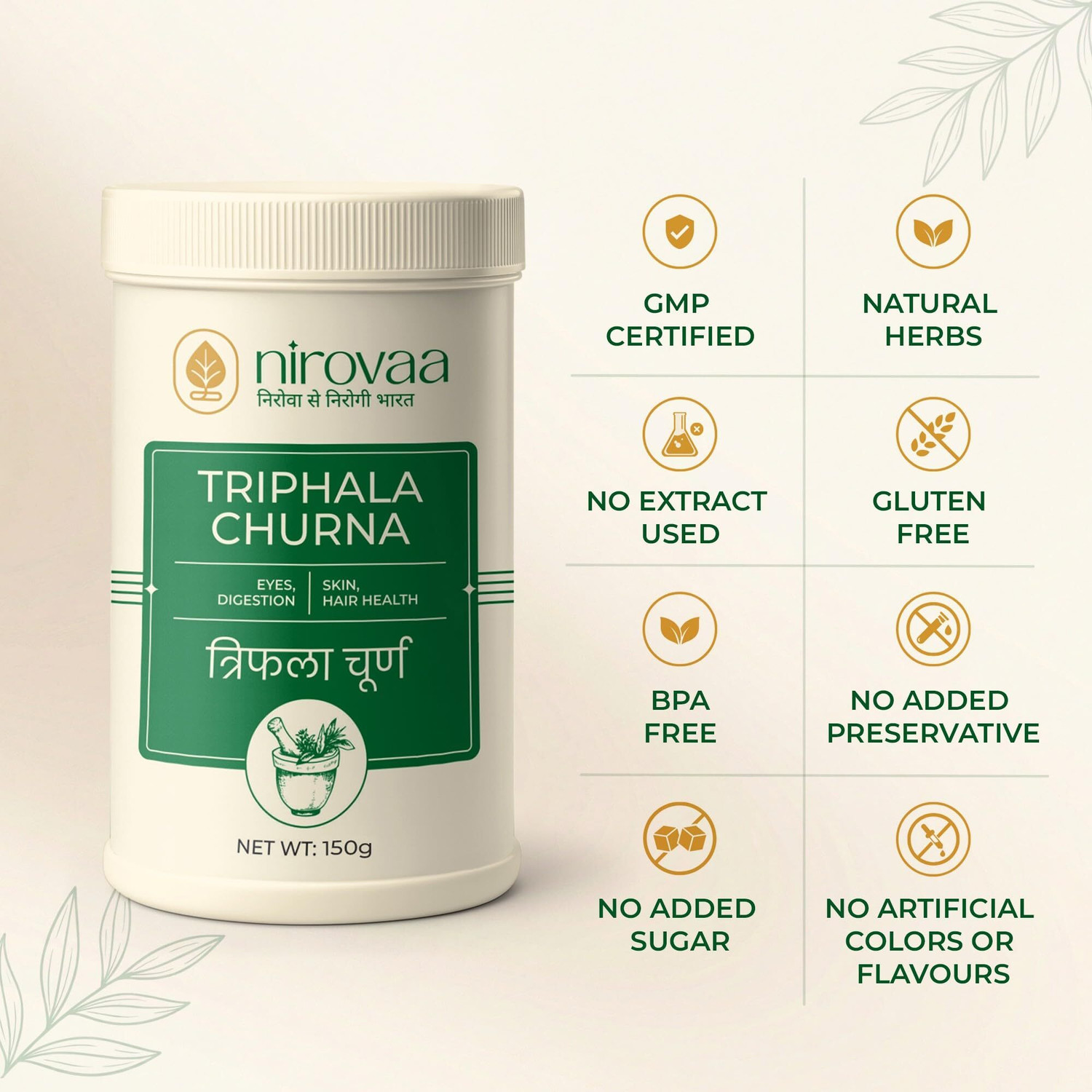 Image of NIROVAA Pure Organic Triphala Powder | Digestion, Detox, Gut Health, Immunity Wellness
