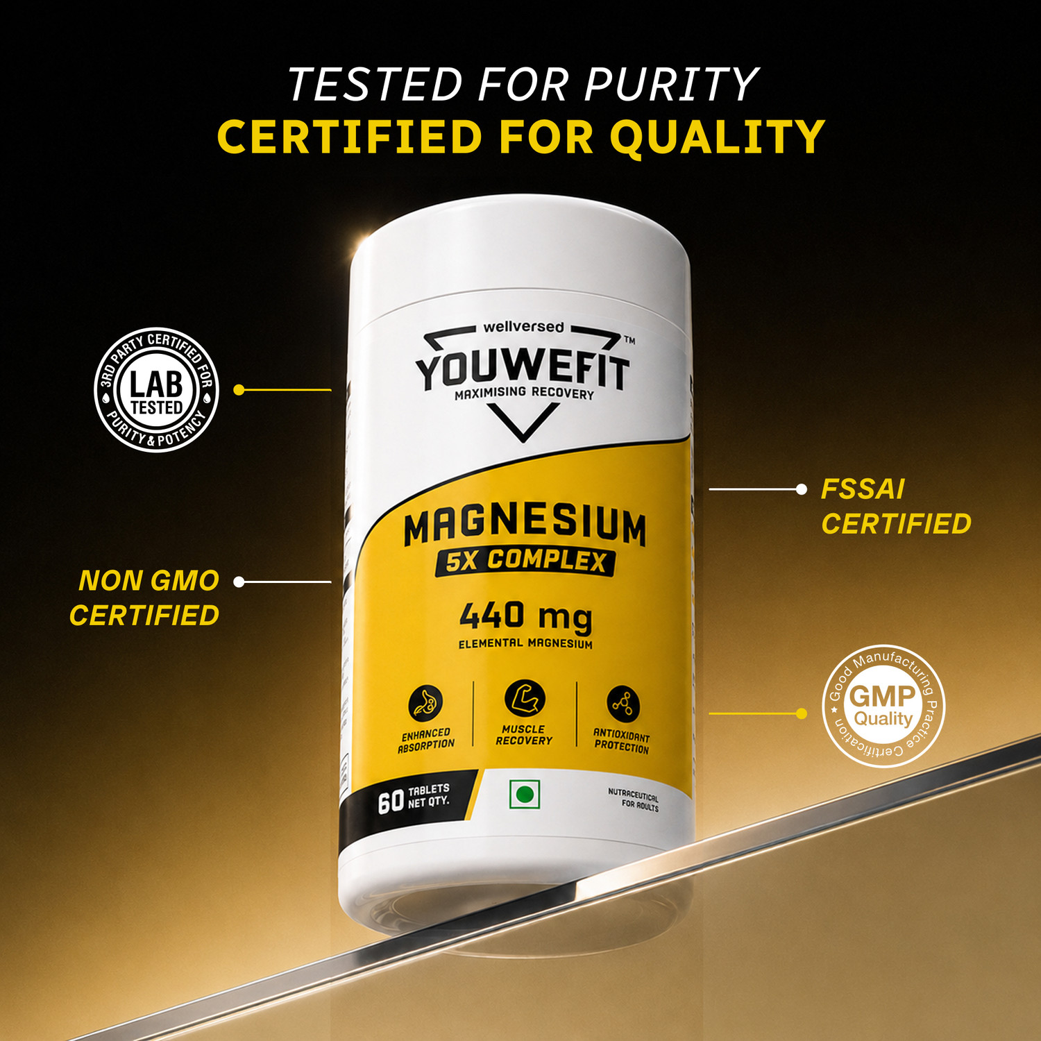 Image of YouWeFit Magnesium 5X Complex | 440mg Elemental Magnesium | Muscle Recovery