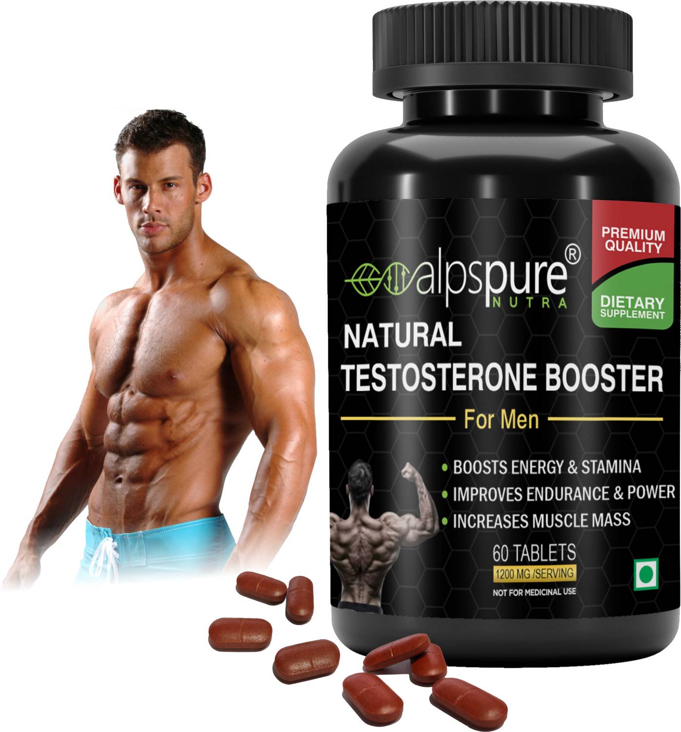 ALPSPURE Natural Testosterone Booster Boosts Energy & Stamina for Men