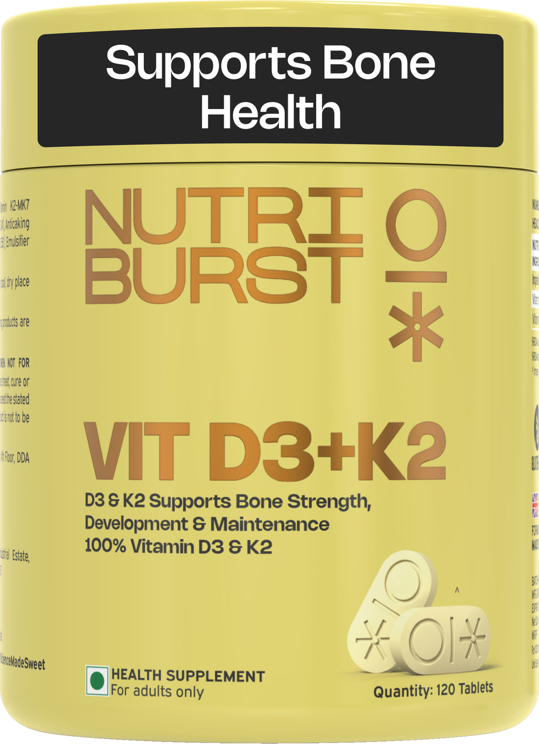 Image of Nutriburst Vitamin D3 + K2 Supplement for Men & Women Bone Strength & Heart Health Support