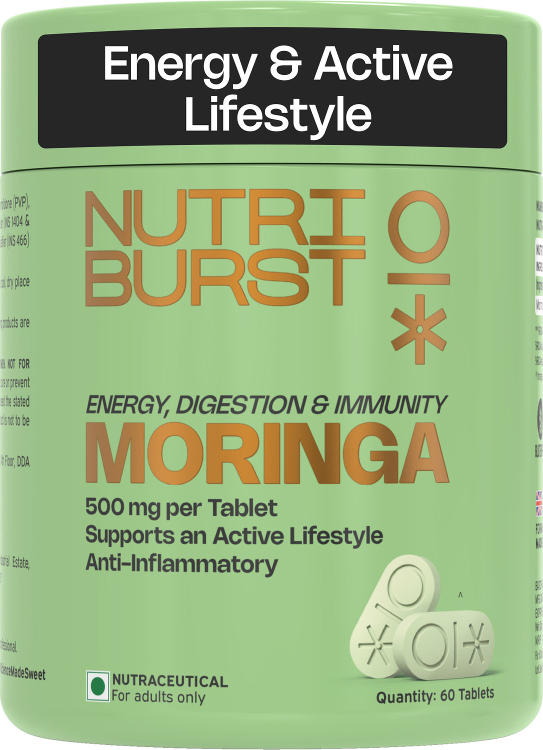 Image of Nutriburst Moringa 500 mg -Immunity, Digestion & Energy Support Daily