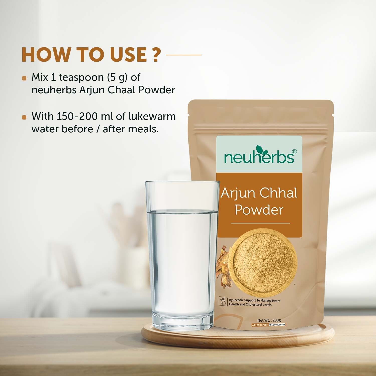 Image of Neuherbs Arjun Chhal Powder | Arjuna Ki Chaal | Supports Heart Health, Cholesterol Level