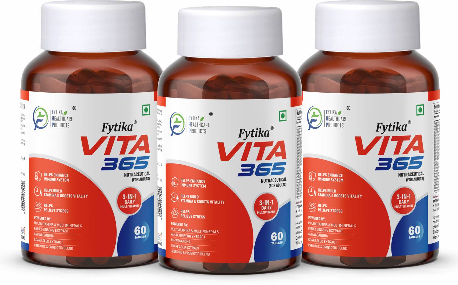 FYTIKA Vita 365, 3 in 1 Multivitamin - (Pack of 3) 60 tablets each