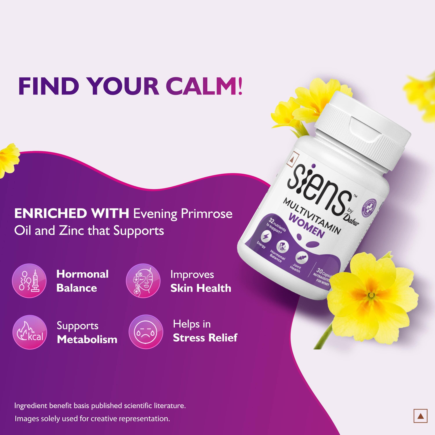 Image of Siens By Dabur Multivitamin for Women-30 tablets|Boosts Energy, Hormonal balance & Joint Health
