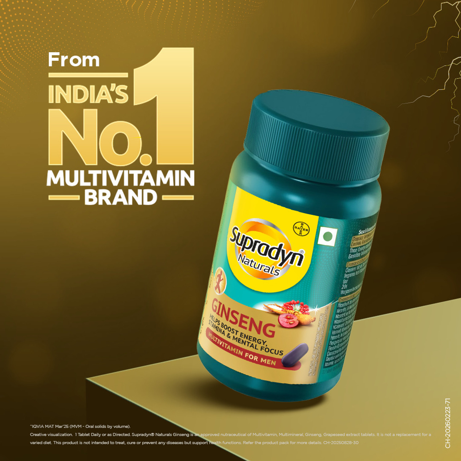 Image of Supradyn Naturals Ginseng Multivitamin For Men For Energy, Stamina and Mental Focus