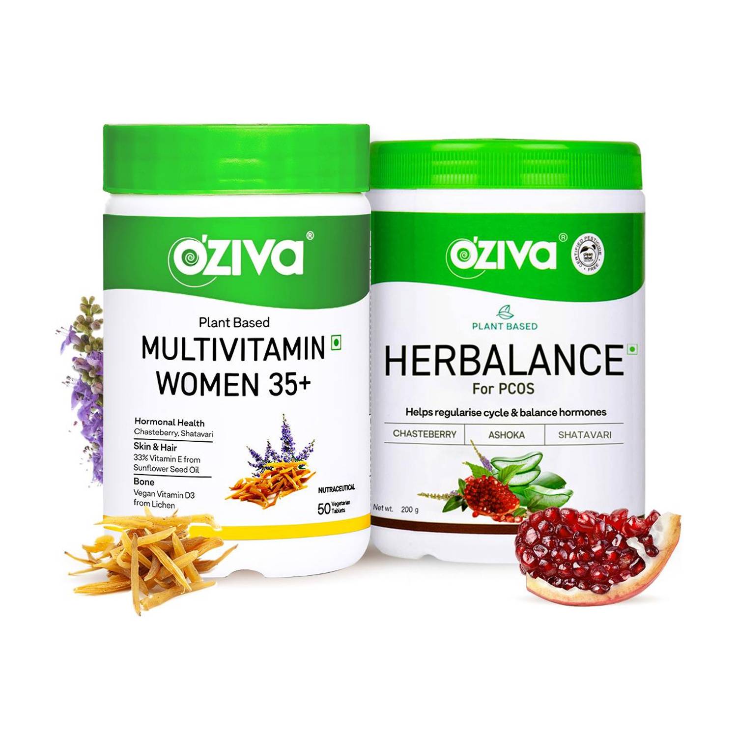 OZiva Plant Based Herbalance PCOS and Daily Women’s Multivitamin Tablets