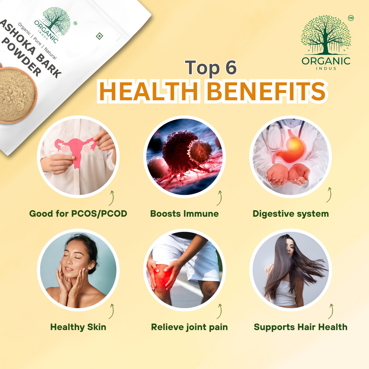 Image of Organic Indus Ashoka Bark Powder 1kg, Help hormonal balance, For female reproductive system