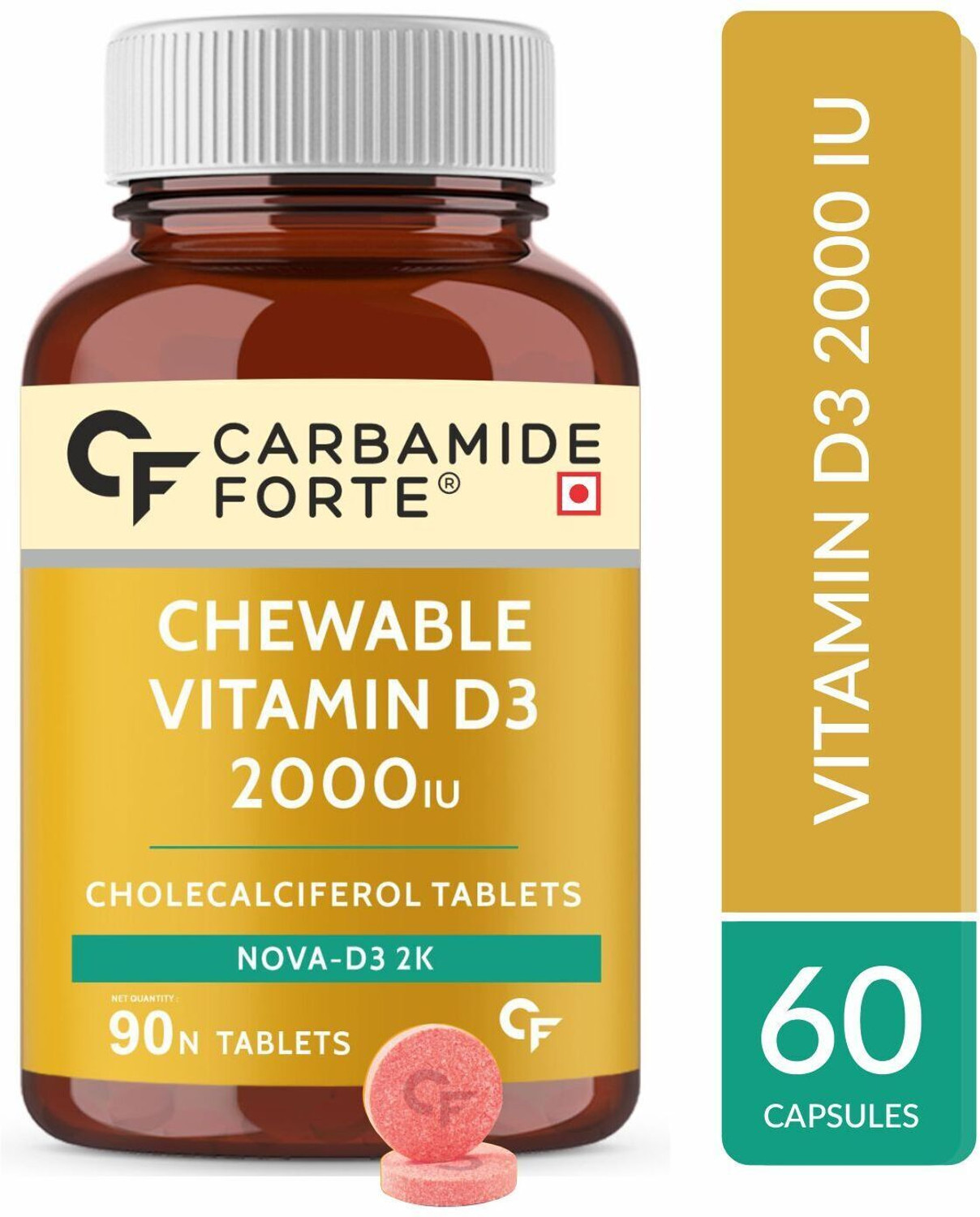 Image of CARBAMIDE FORTE Chewable Cholecalciferol Vitamin D3 2000 IU Supplement