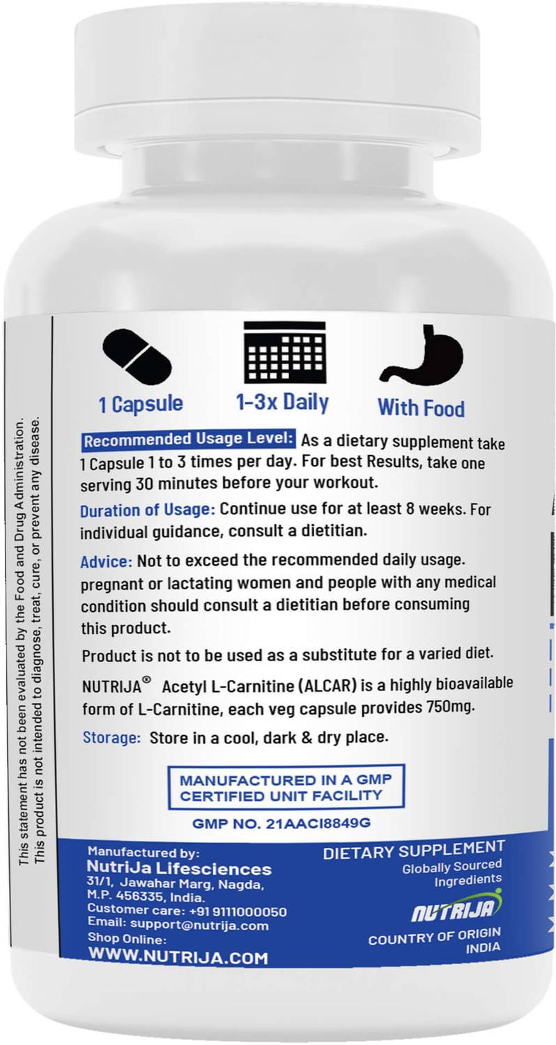 NutriJa Acetyl L-Carnitine 750mg