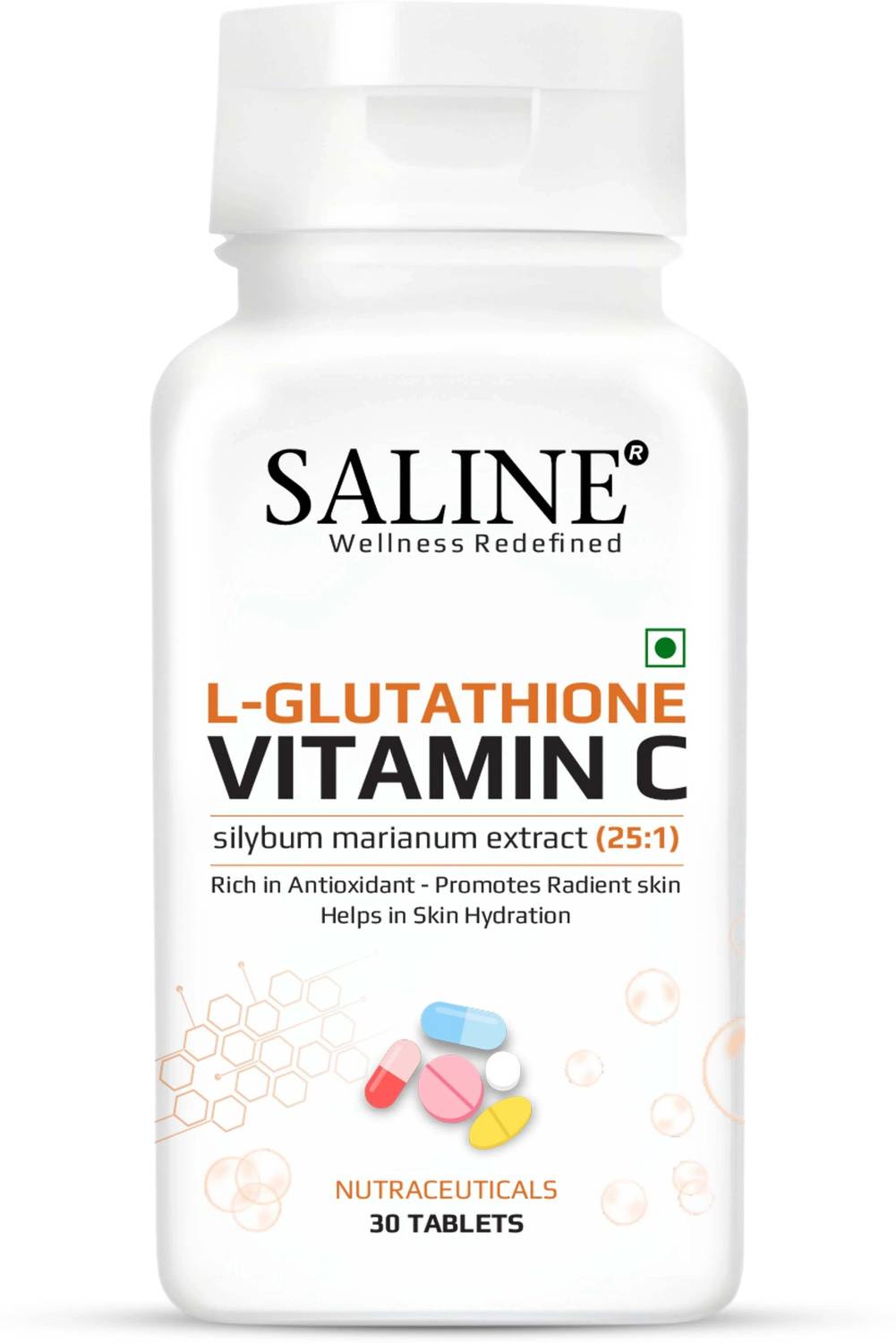 SALINE Glutathione Tablets for Radiant Skin |L-Glutathione  500000mcg&Vitamin C 40000mcg Price in India