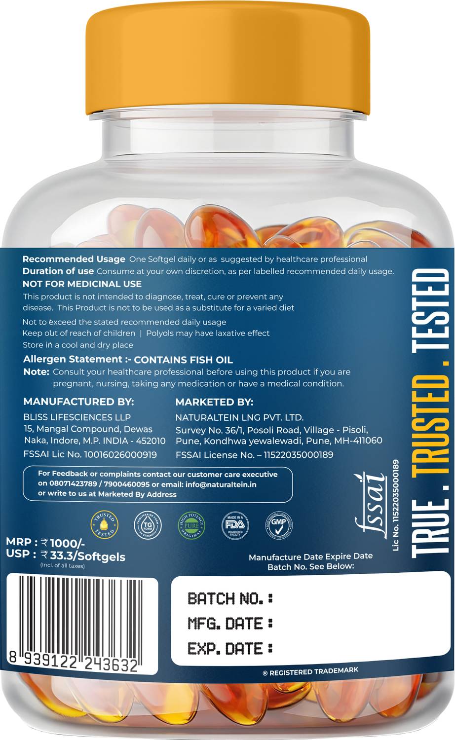 Naturaltein Triple Strength Omega-3 1250mg - Image 2