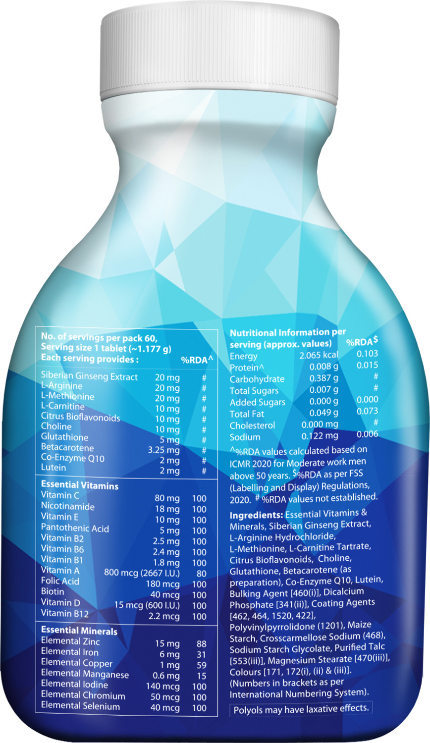 Image of wellman 50+ Multivitamin for Men | Ginseng, Amino Acids | Vitality & Immune Support