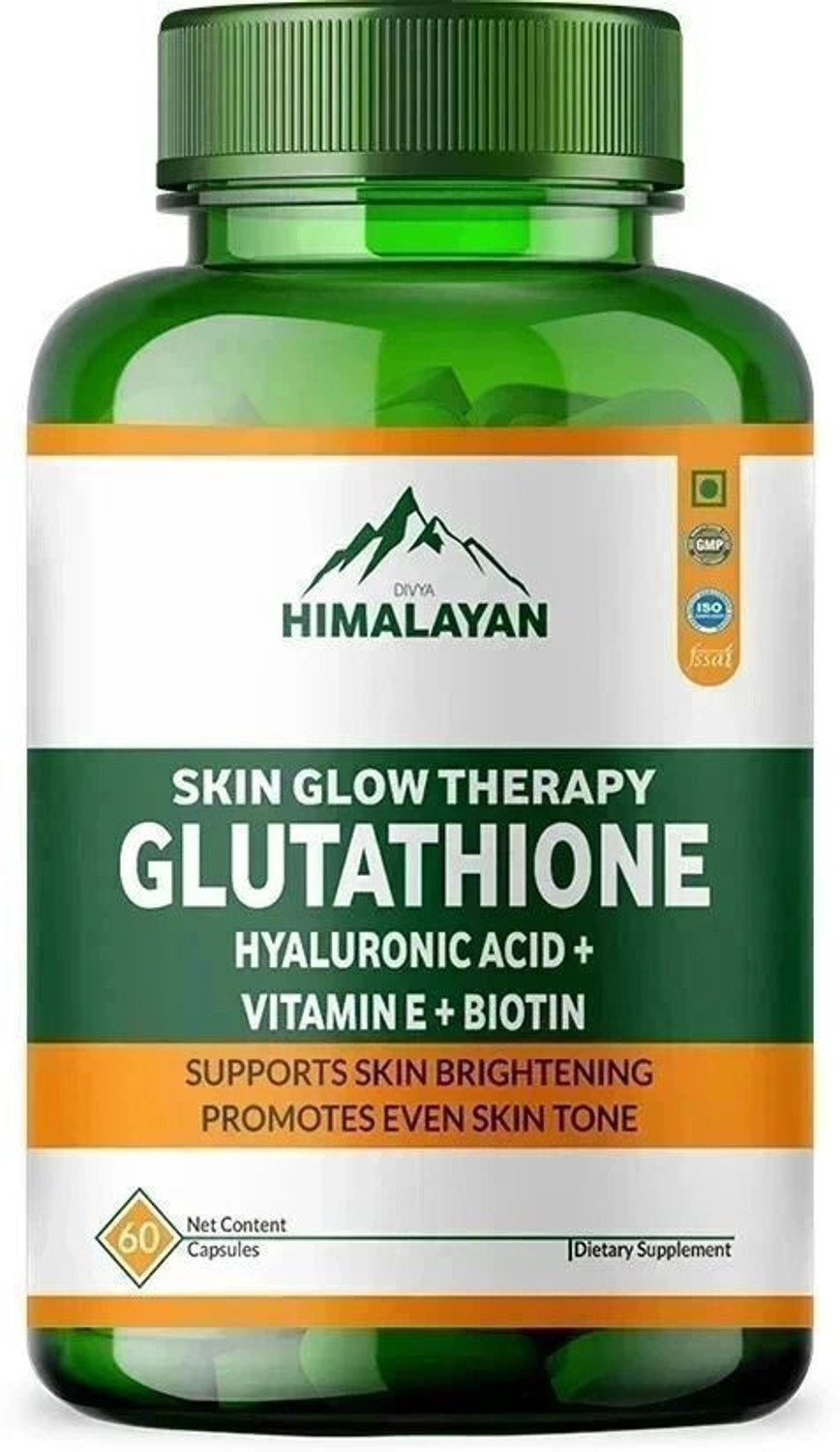 Divya Himalayan Skin Glow Therapy with Glutathione and Vitamin C - 1000mg -  60 Capsules Price in India - Buy Divya Himalayan Skin Glow Therapy with  Glutathione and Vitamin C