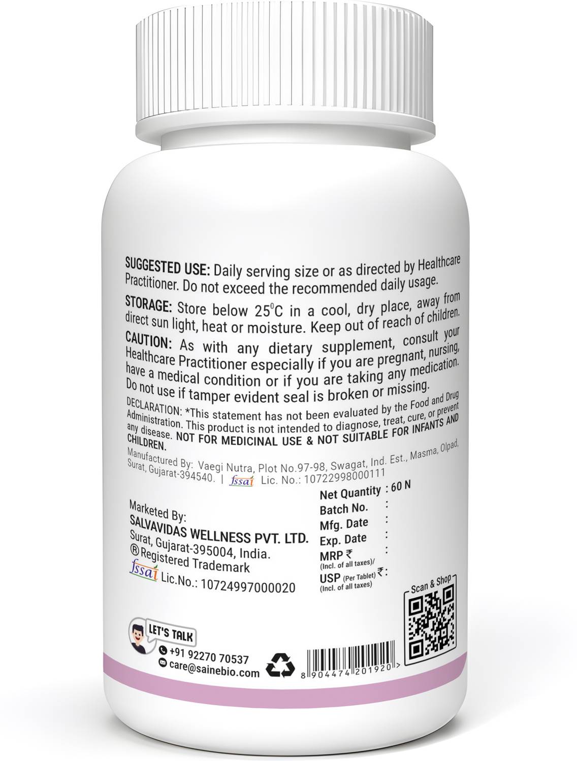 sainebio L-Glutathione 500 mg with Vitamins C, E, Hyaluronic Acid, ALA - Image 2